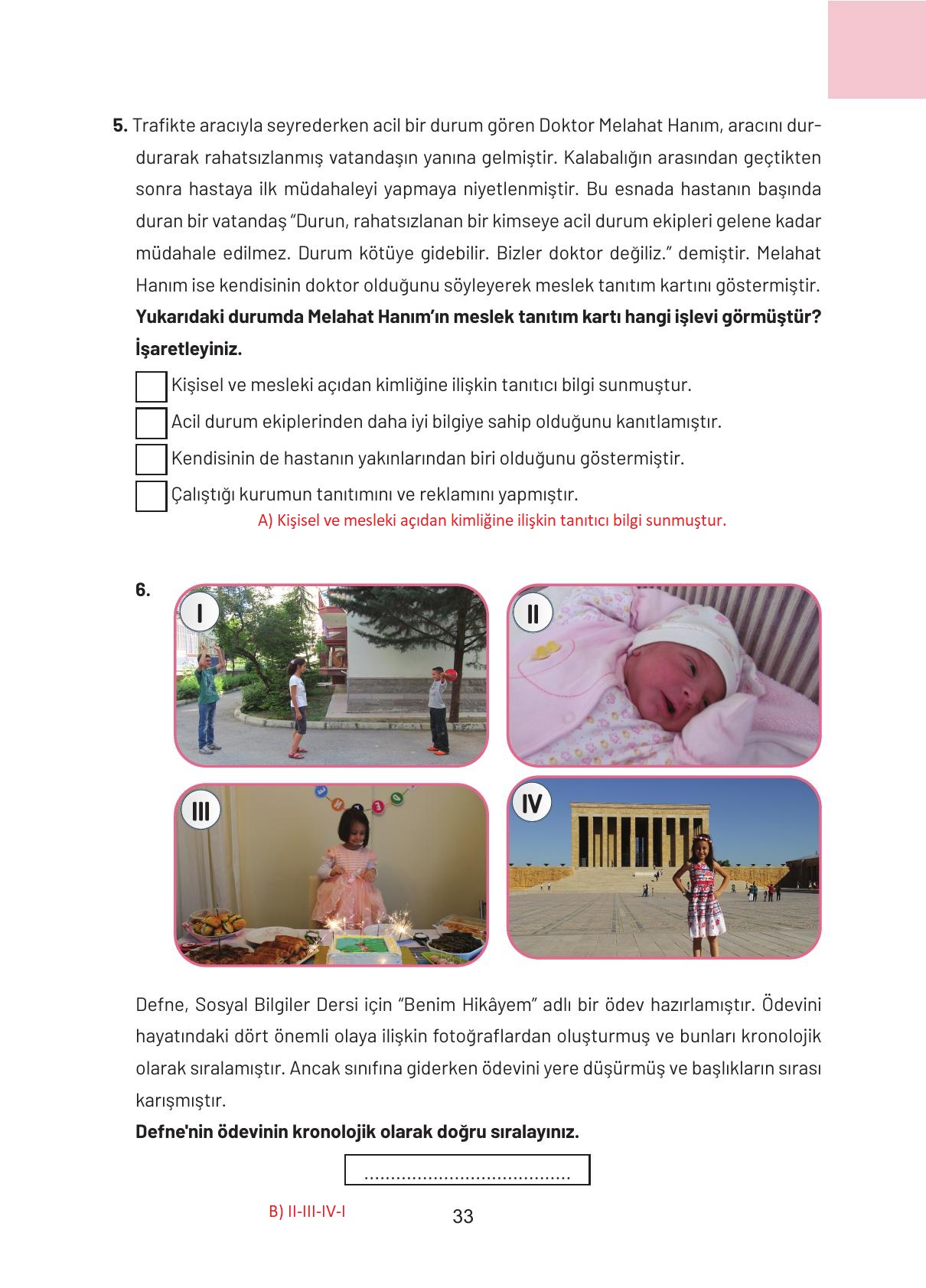 4. Sınıf Hecce Yayıncılık Sosyal Bilgiler Ders Kitabı Sayfa 33 Cevapları