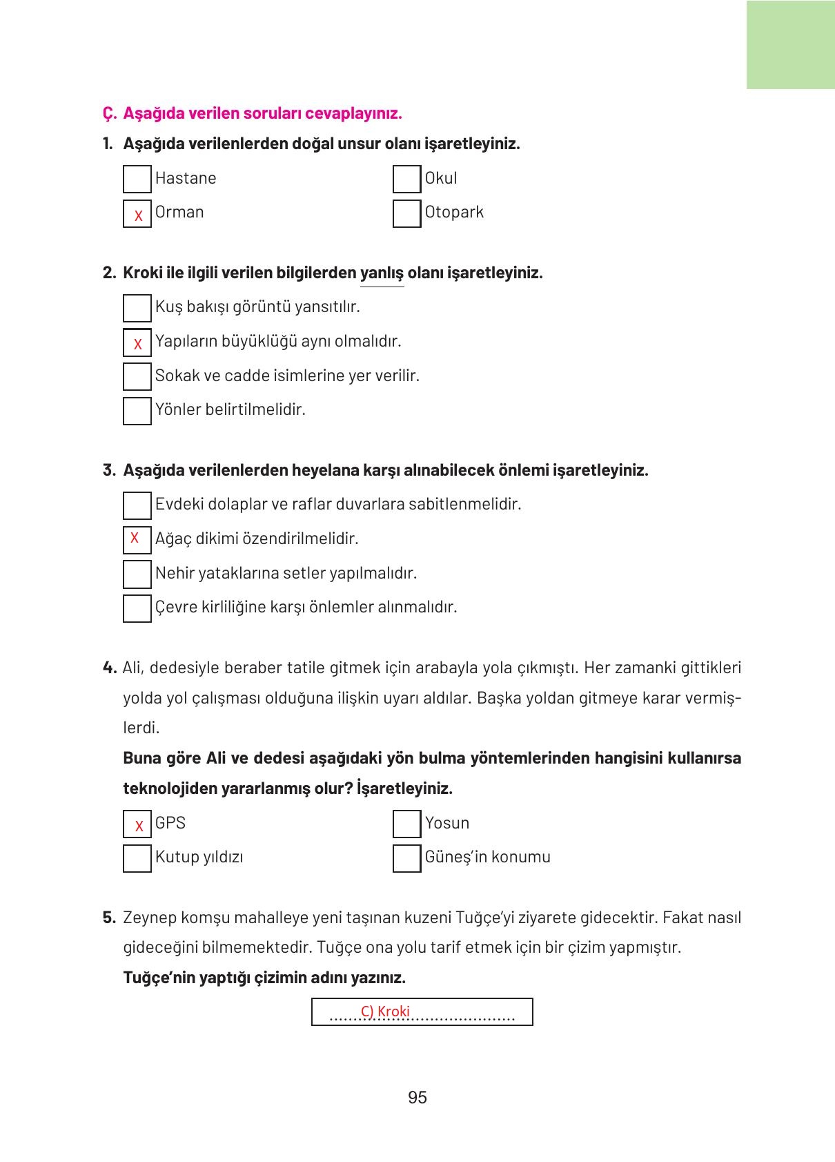 4. Sınıf Hecce Yayıncılık Sosyal Bilgiler Ders Kitabı Sayfa 95 Cevapları