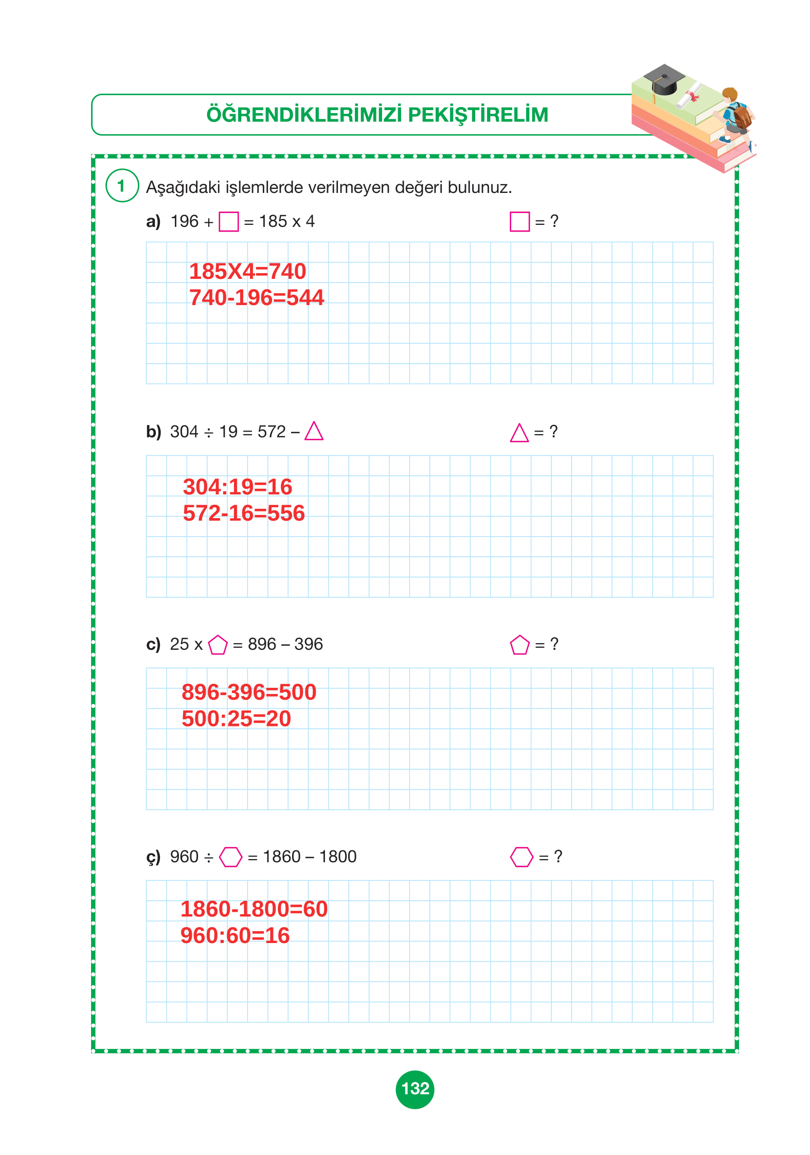 4. Sınıf Pasifik Yayınları Matematik Ders Kitabı Sayfa 132 Cevapları
