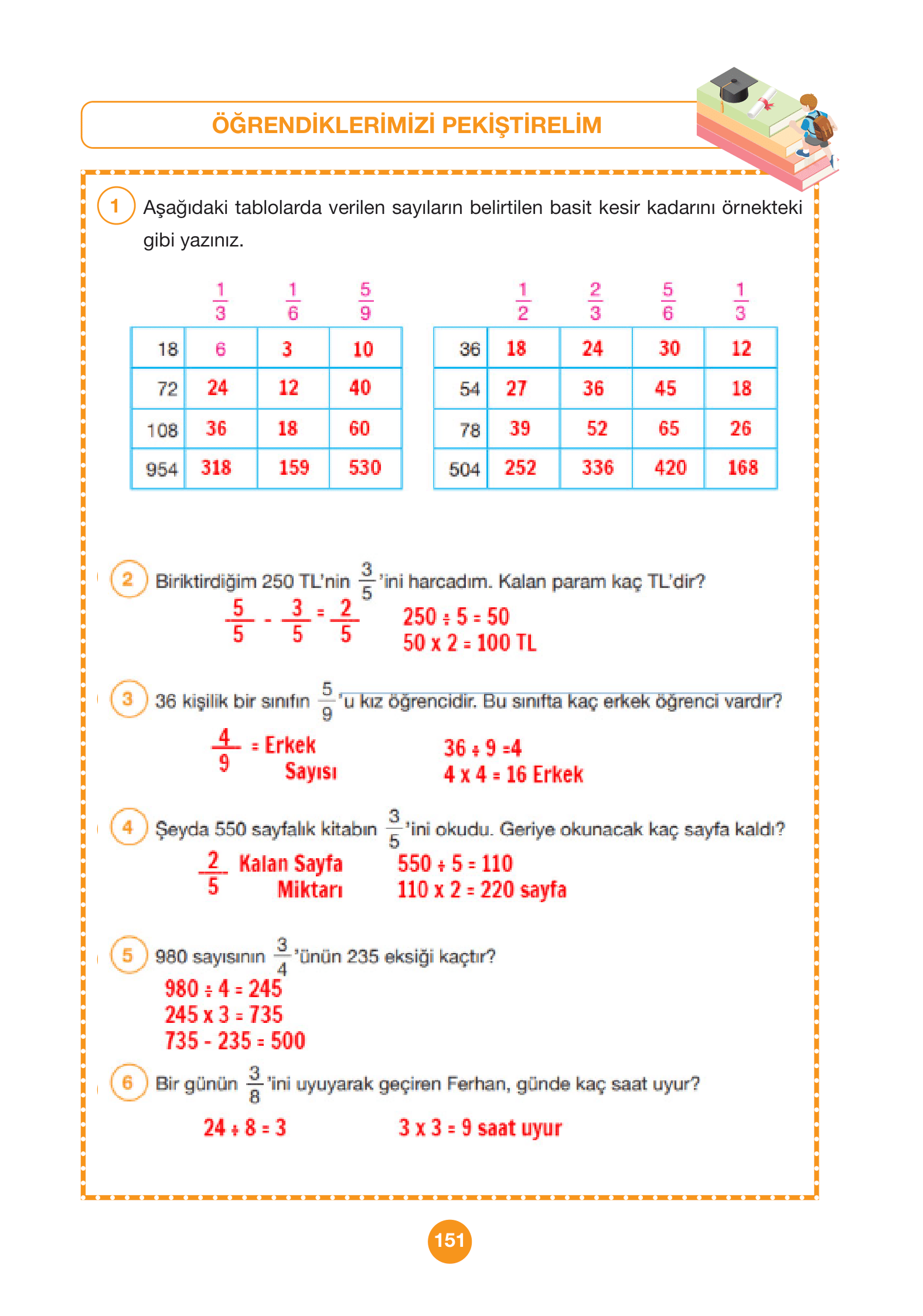 4. Sınıf Pasifik Yayınları Matematik Ders Kitabı Sayfa 151 Cevapları