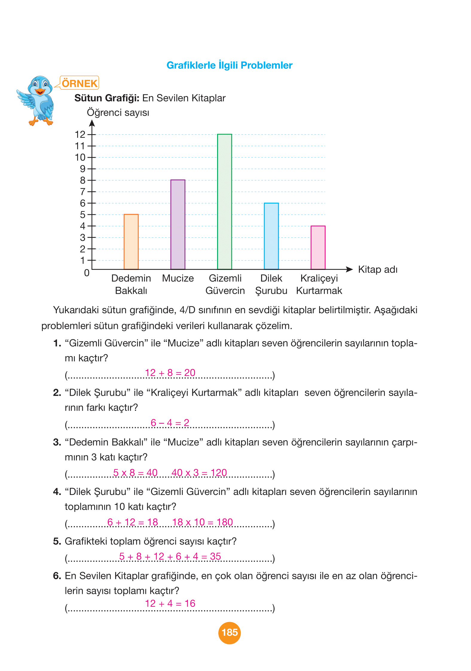 4. Sınıf Pasifik Yayınları Matematik Ders Kitabı Sayfa 185 Cevapları