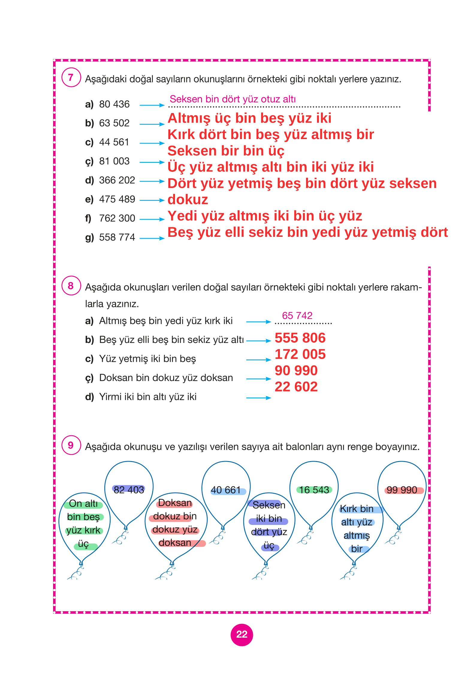 4. Sınıf Pasifik Yayınları Matematik Ders Kitabı Sayfa 22 Cevapları