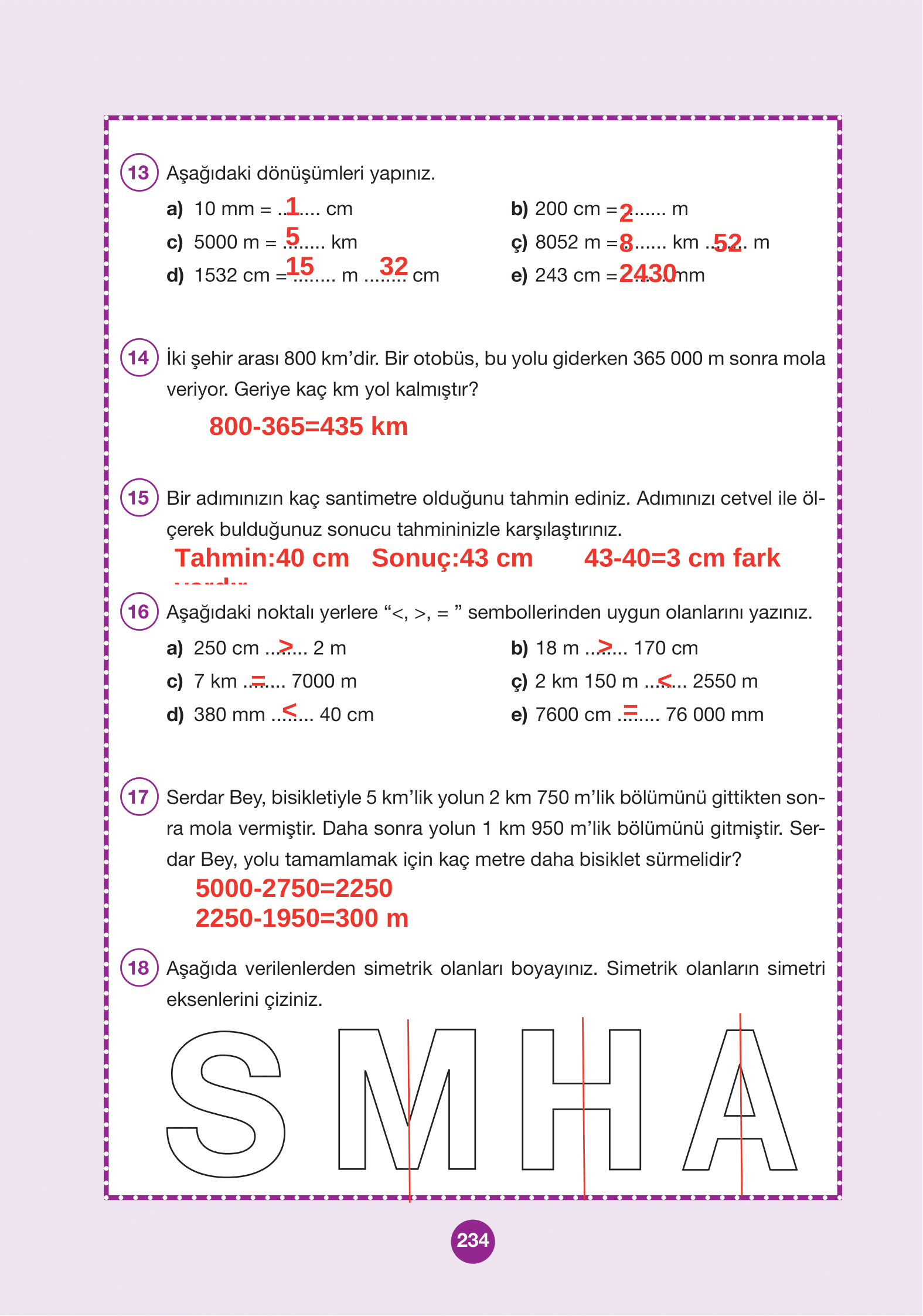 4. Sınıf Pasifik Yayınları Matematik Ders Kitabı Sayfa 234 Cevapları 4. Sınıf Pasifik Yayınları Matematik Ders Kitabı Sayfa 234 Cevapları
