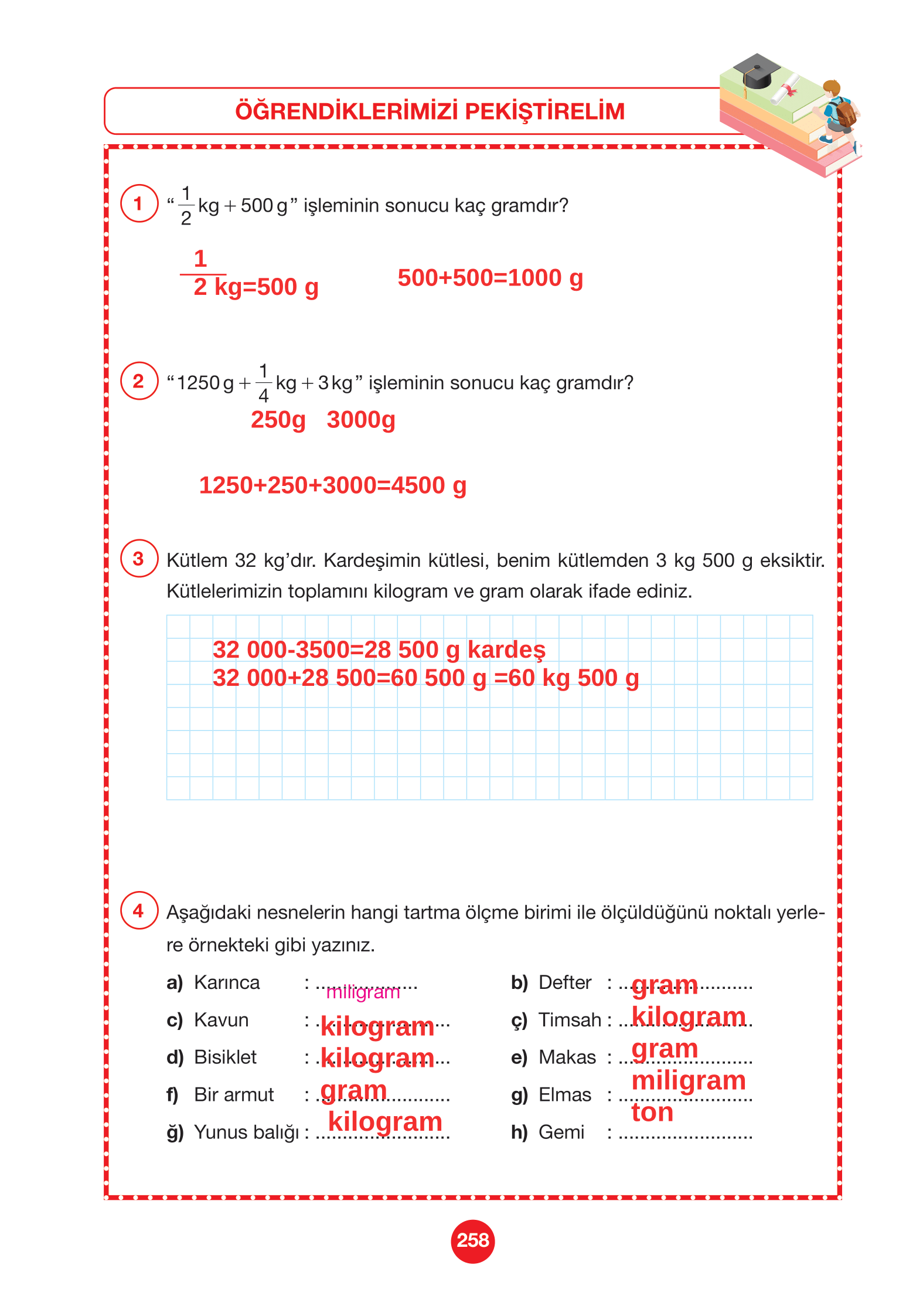4. Sınıf Pasifik Yayınları Matematik Ders Kitabı Sayfa 258 Cevapları
