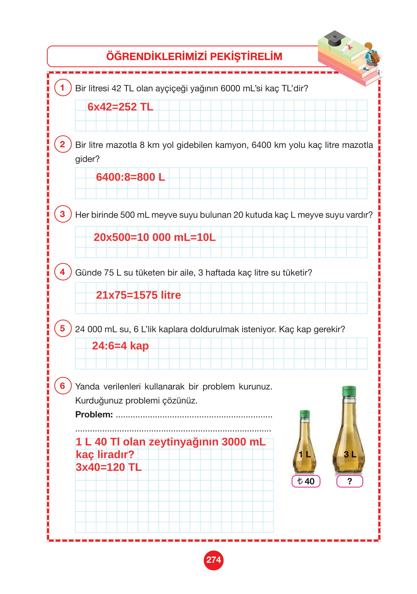 4. Sınıf Pasifik Yayınları Matematik Ders Kitabı Sayfa 274 Cevapları