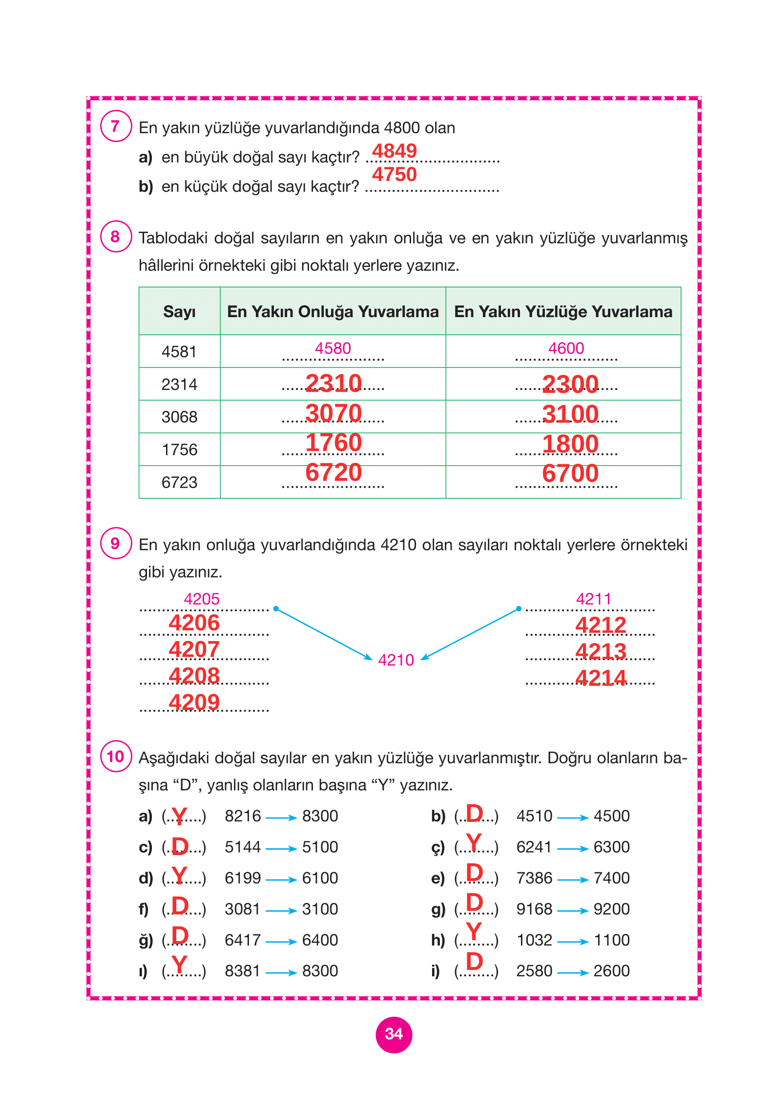 4. Sınıf Pasifik Yayınları Matematik Ders Kitabı Sayfa 34 Cevapları