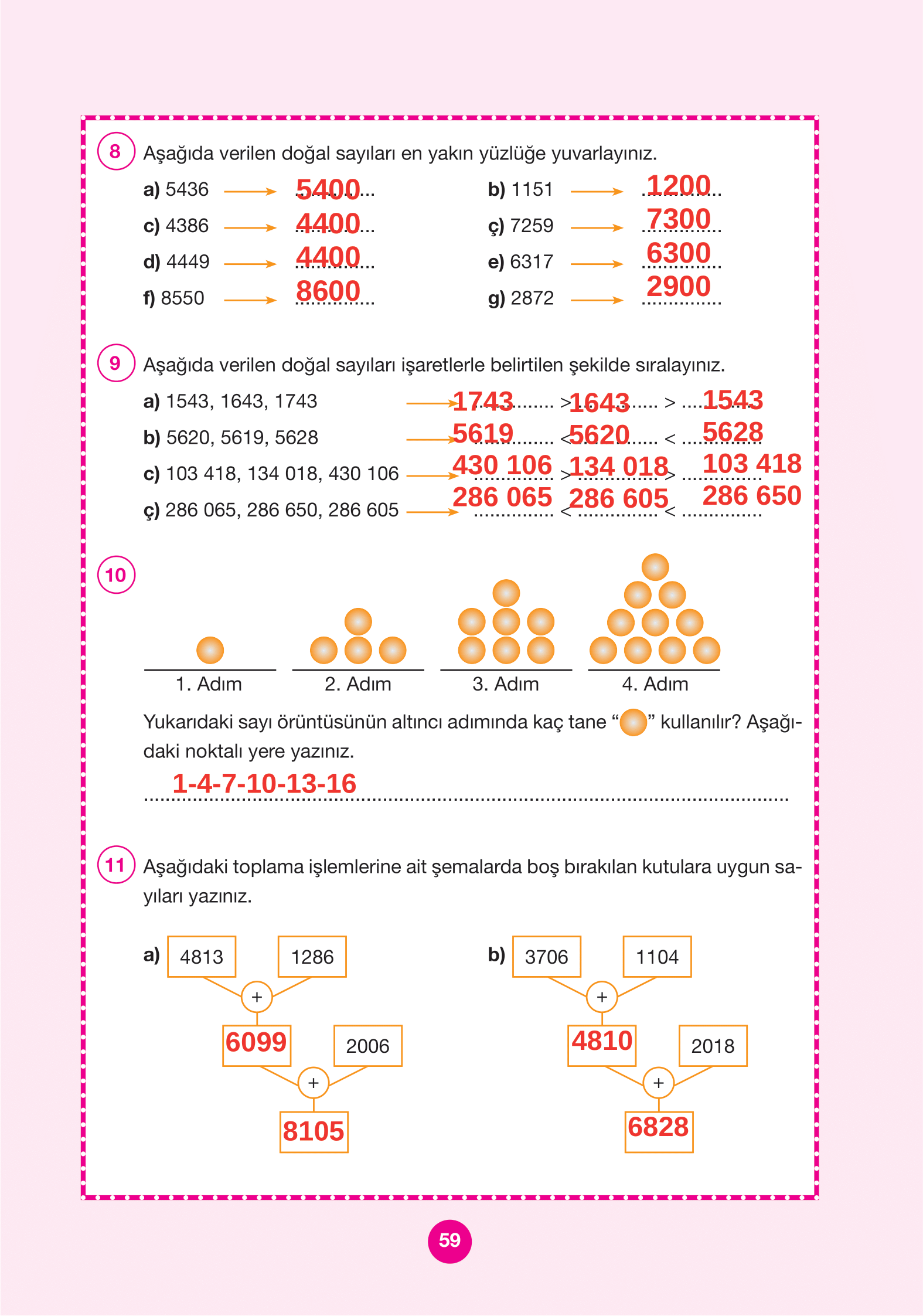 4. Sınıf Pasifik Yayınları Matematik Ders Kitabı Sayfa 59 Cevapları