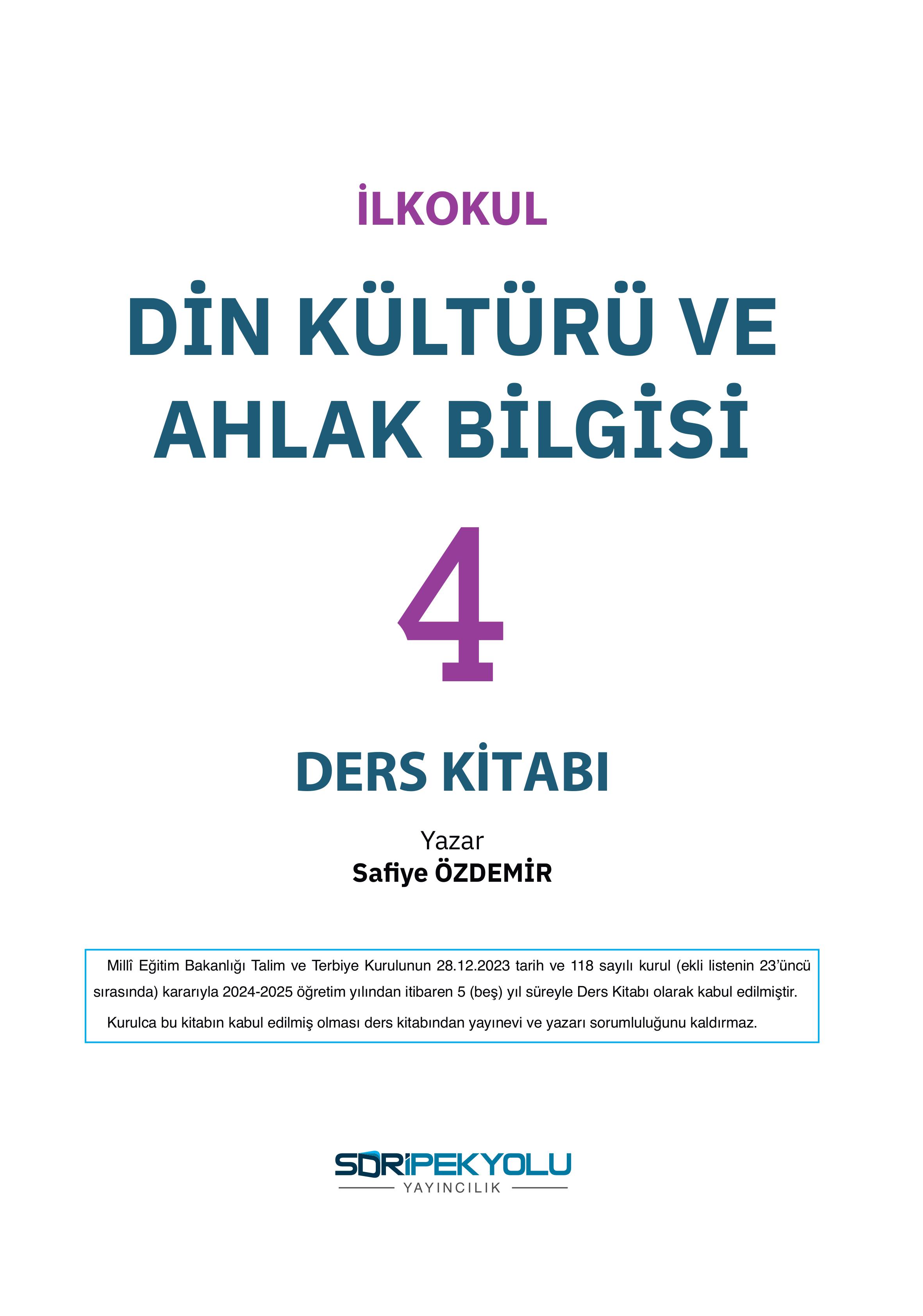4. Sınıf Sdr İpekyolu Yayıncılık Din Kültürü Ve Ahlak Bilgisi Ders Kitabı Sayfa 1 Cevapları