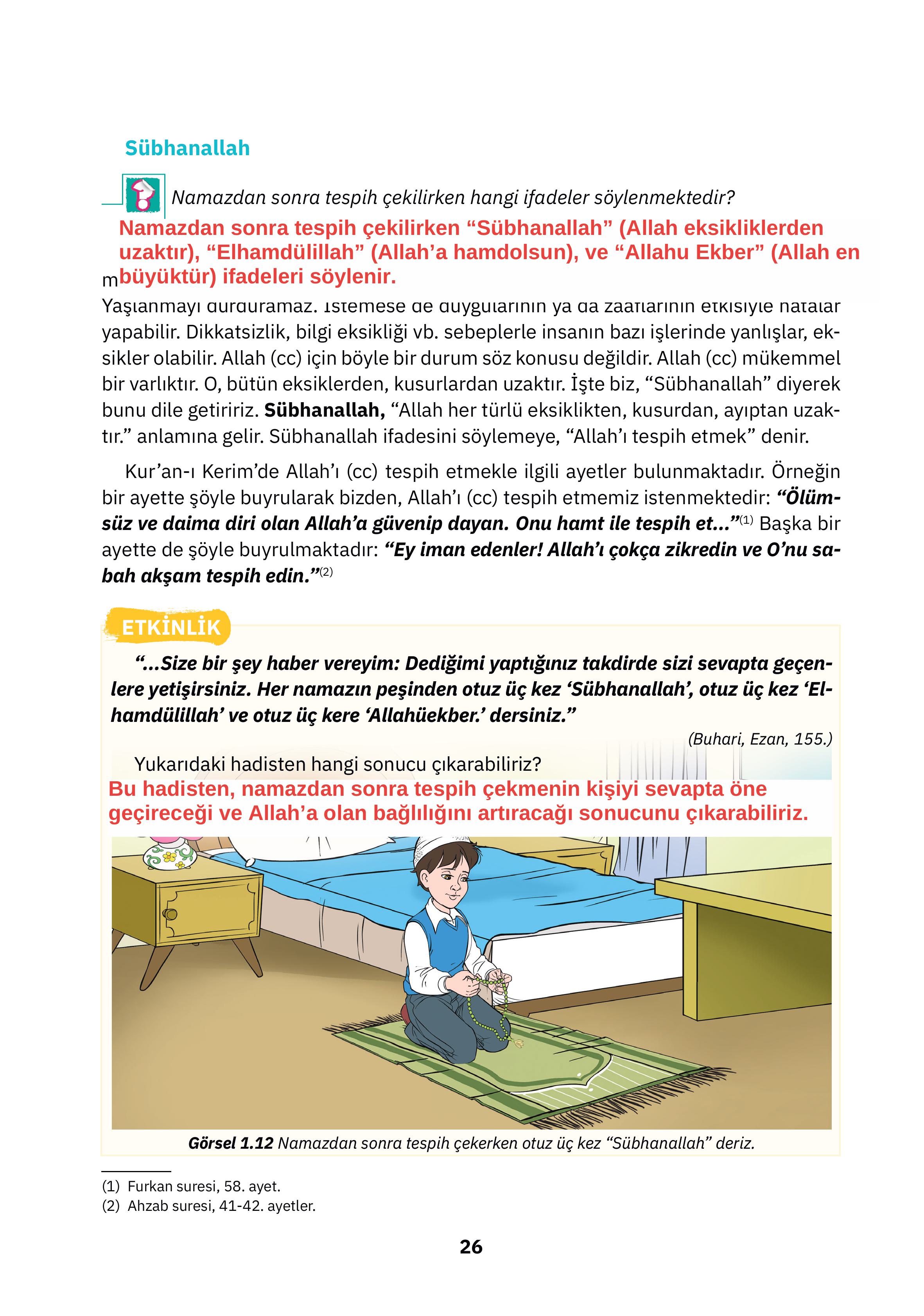 4. Sınıf Sdr İpekyolu Yayıncılık Din Kültürü Ve Ahlak Bilgisi Ders Kitabı Sayfa 26 Cevapları