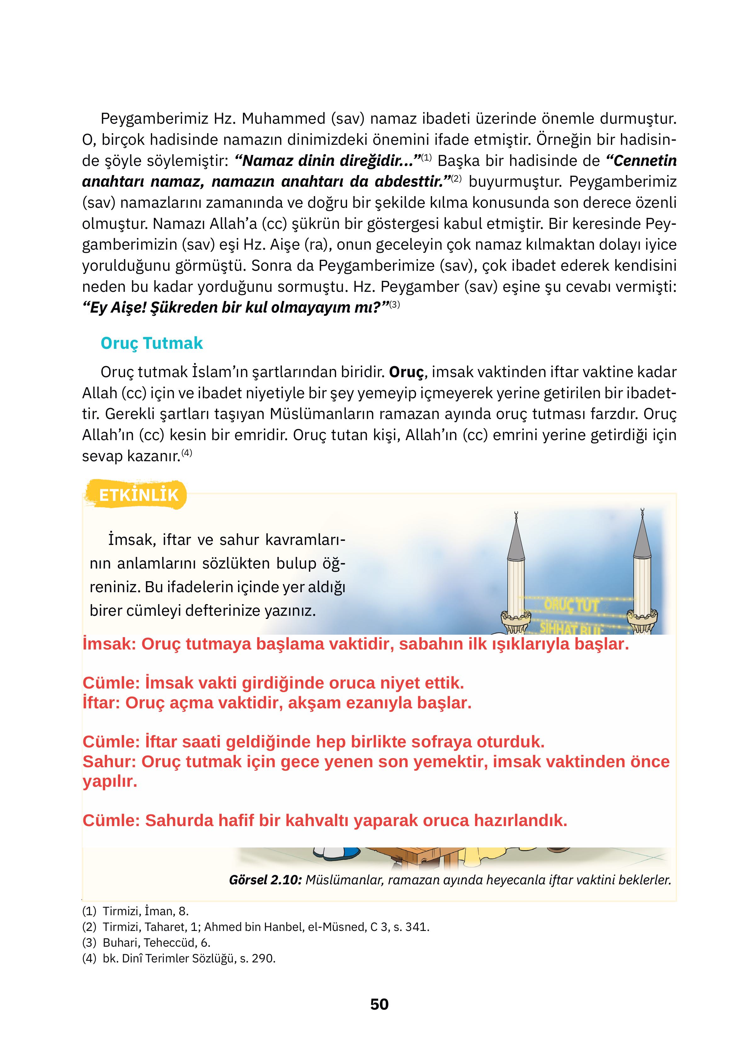 4. Sınıf Sdr İpekyolu Yayıncılık Din Kültürü Ve Ahlak Bilgisi Ders Kitabı Sayfa 50 Cevapları