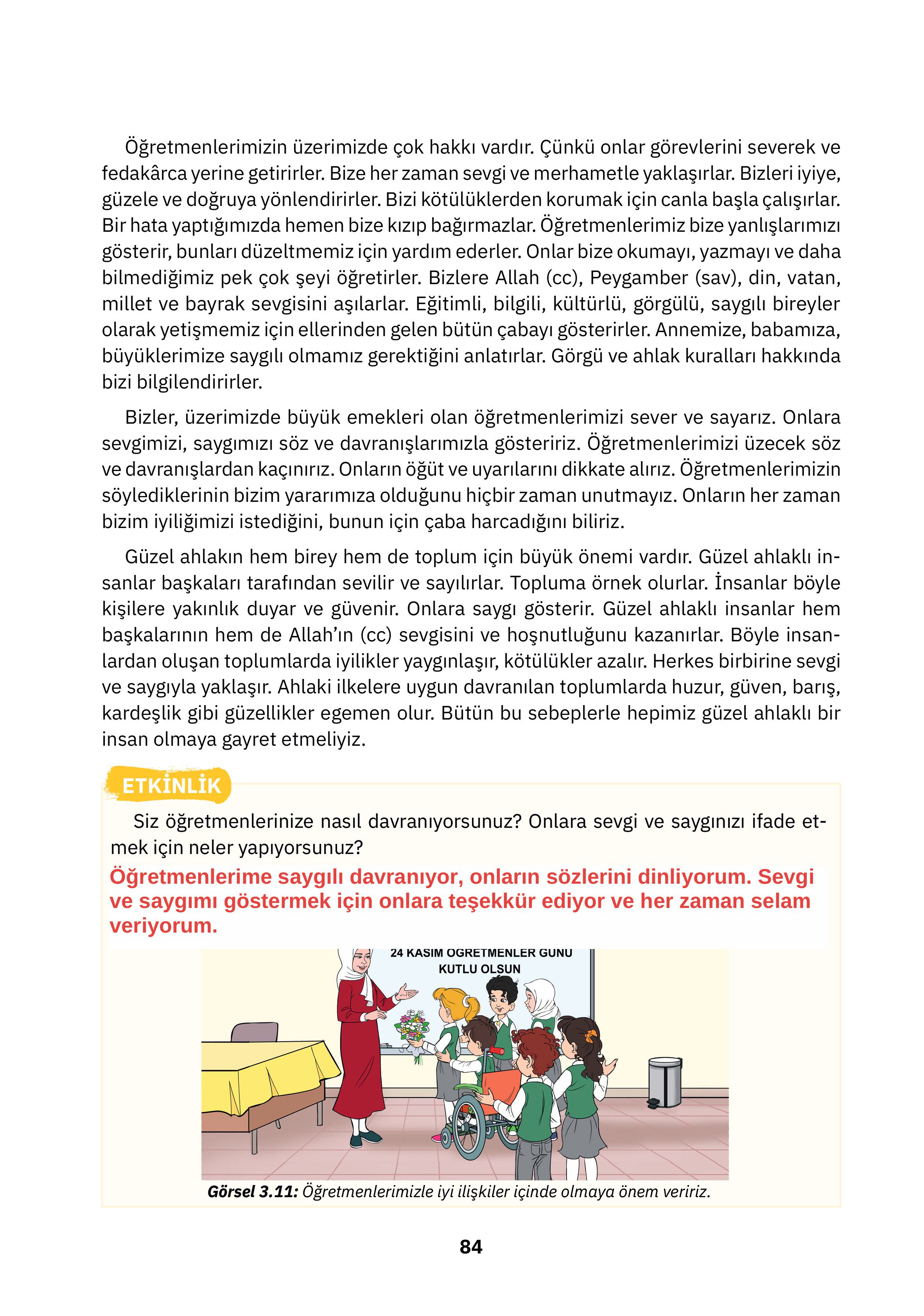 4. Sınıf Sdr İpekyolu Yayıncılık Din Kültürü Ve Ahlak Bilgisi Ders Kitabı Sayfa 84 Cevapları