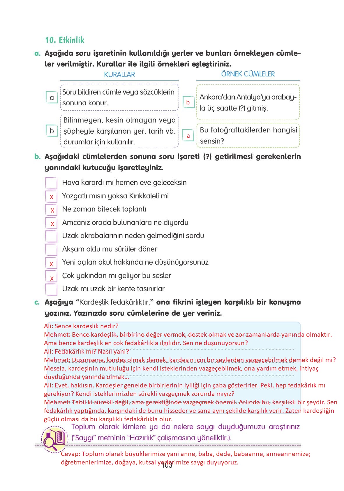 4. Sınıf Tuna Yayınları Türkçe Ders Kitabı Sayfa 103 Cevapları