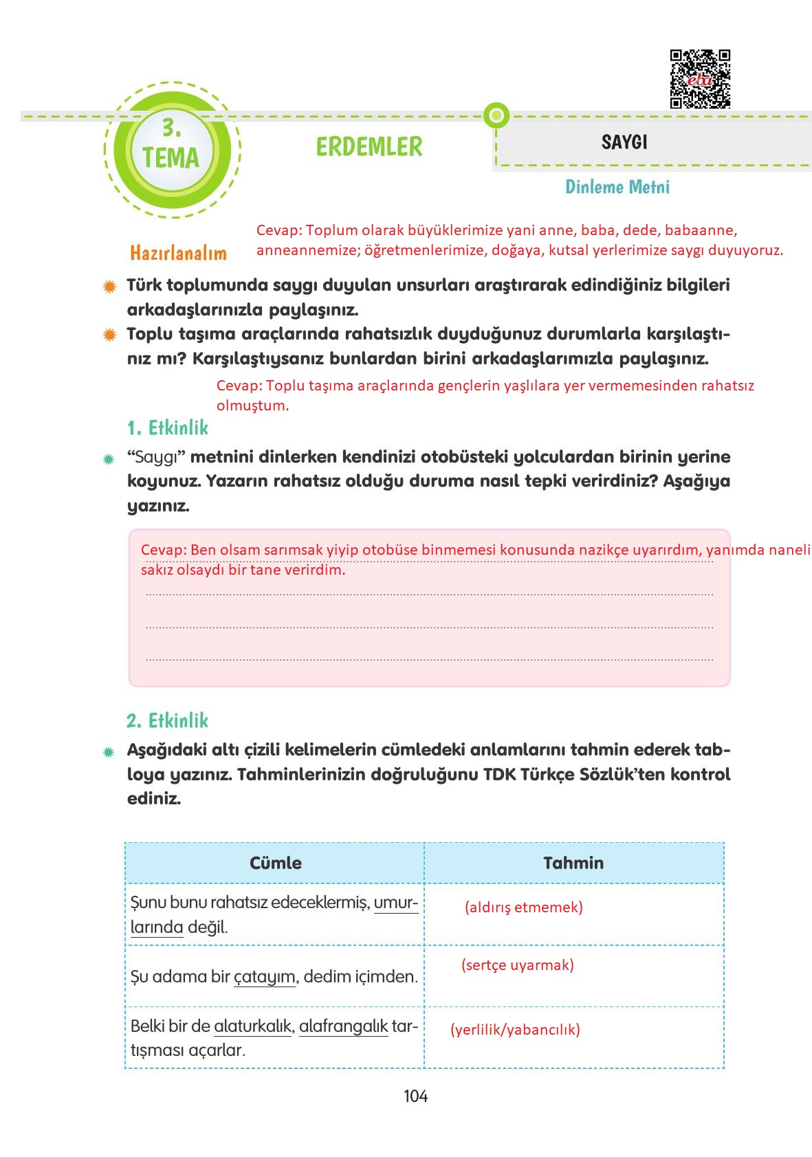 4. Sınıf Tuna Yayınları Türkçe Ders Kitabı Sayfa 104 Cevapları 4. Sınıf Tuna Yayınları Türkçe Ders Kitabı Sayfa 104 Cevapları