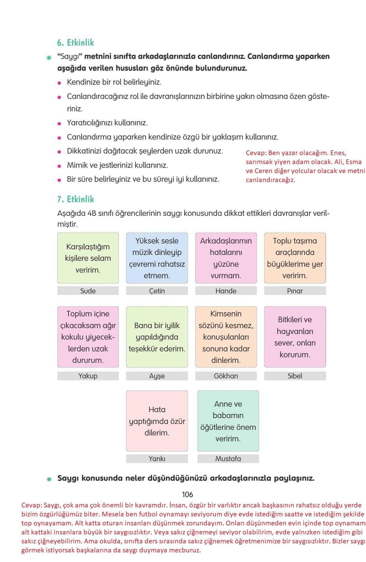 4. Sınıf Tuna Yayınları Türkçe Ders Kitabı Sayfa 106 Cevapları 4. Sınıf Tuna Yayınları Türkçe Ders Kitabı Sayfa 106 Cevapları