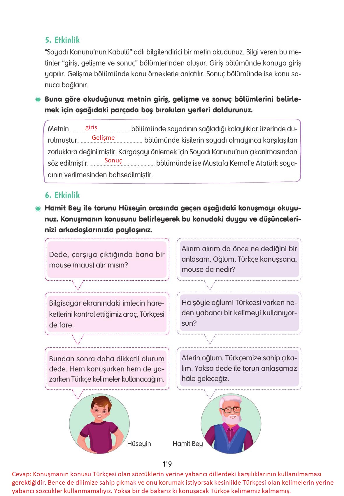 4. Sınıf Tuna Yayınları Türkçe Ders Kitabı Sayfa 119 Cevapları