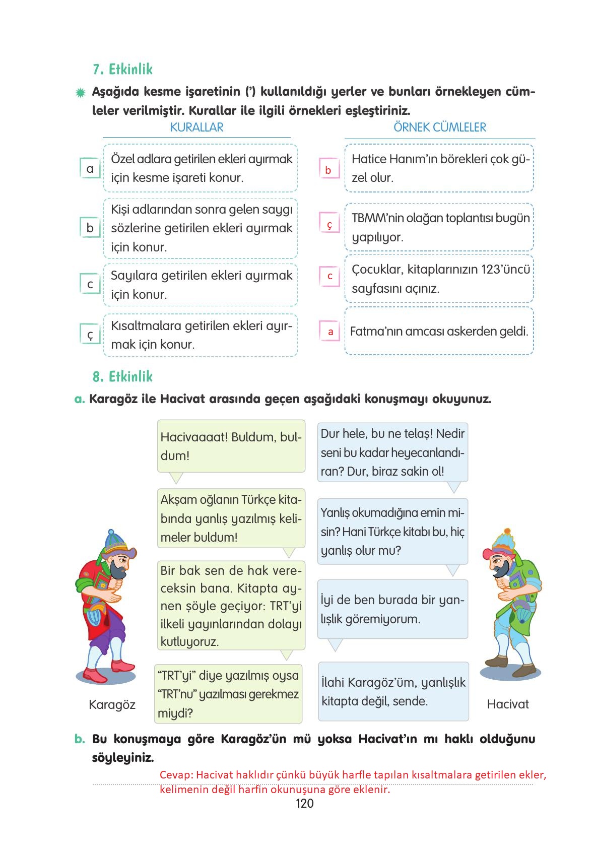 4. Sınıf Tuna Yayınları Türkçe Ders Kitabı Sayfa 120 Cevapları