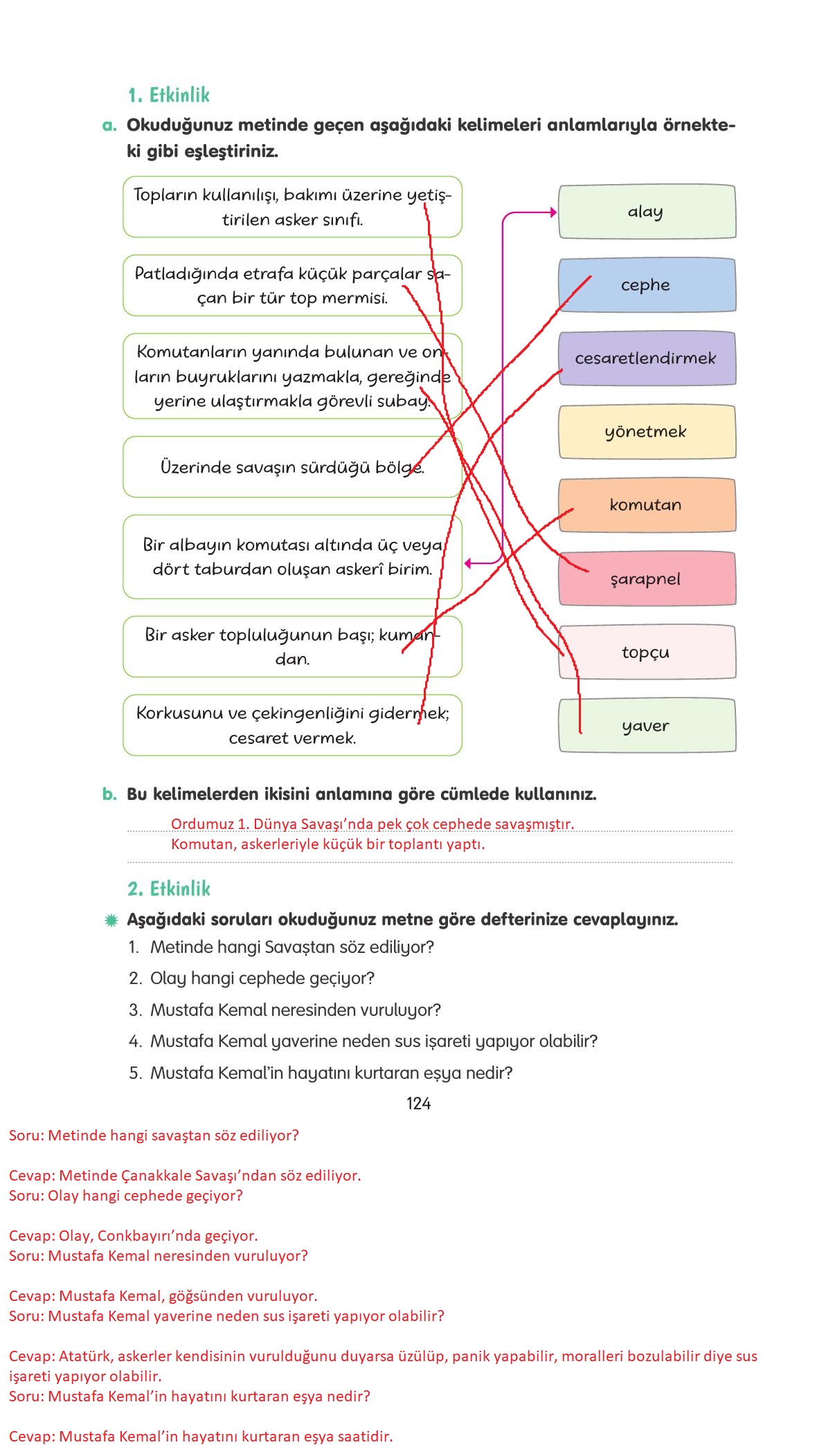 4. Sınıf Tuna Yayınları Türkçe Ders Kitabı Sayfa 124 Cevapları 4. Sınıf Tuna Yayınları Türkçe Ders Kitabı Sayfa 124 Cevapları