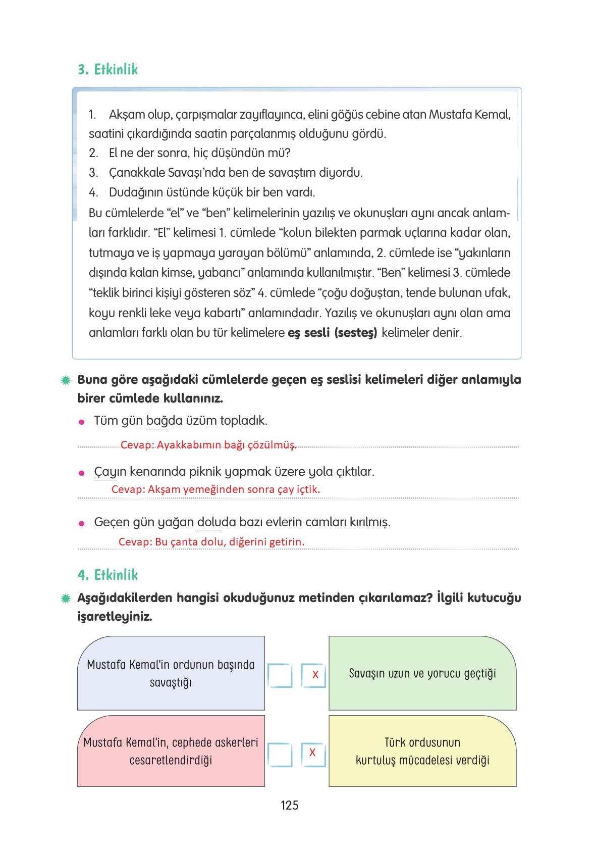 4. Sınıf Tuna Yayınları Türkçe Ders Kitabı Sayfa 125 Cevapları 4. Sınıf Tuna Yayınları Türkçe Ders Kitabı Sayfa 125 Cevapları