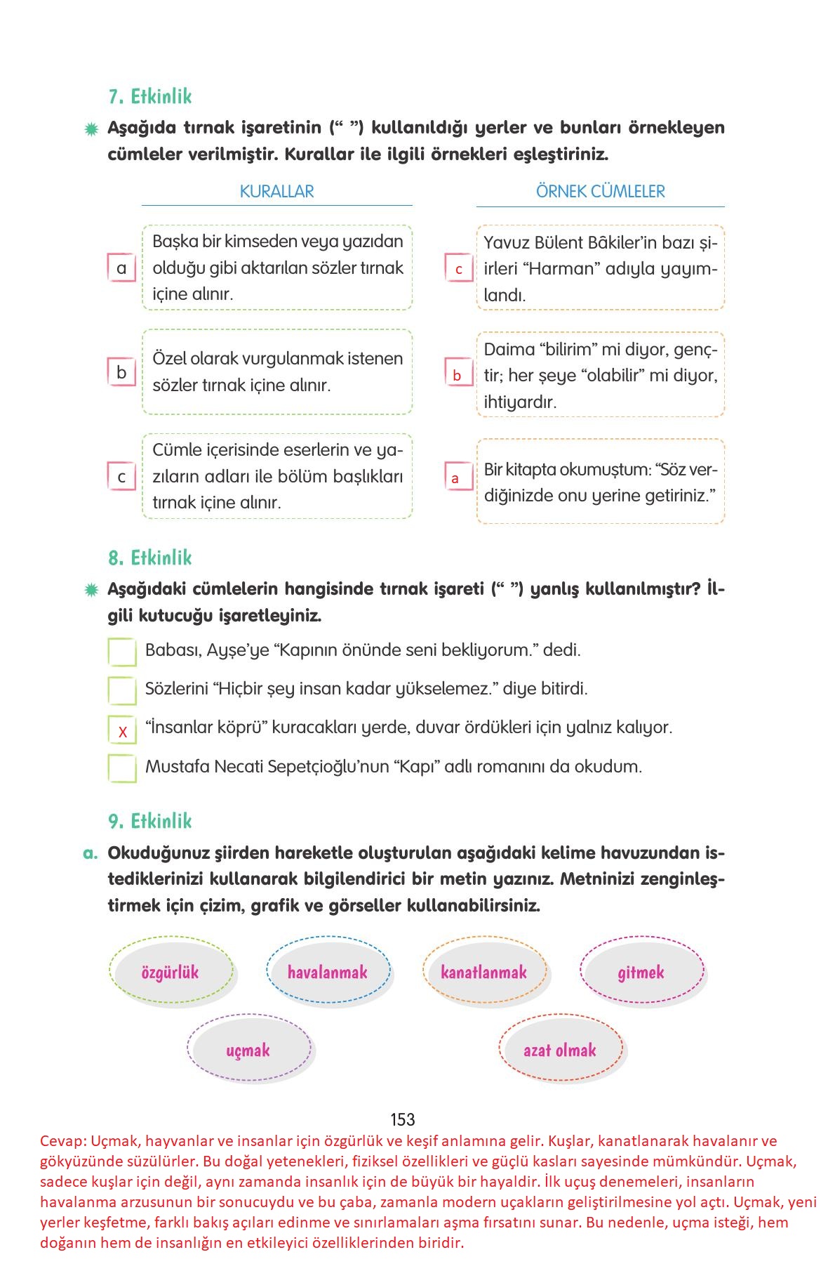 4. Sınıf Tuna Yayınları Türkçe Ders Kitabı Sayfa 153 Cevapları 4. Sınıf Tuna Yayınları Türkçe Ders Kitabı Sayfa 153 Cevapları