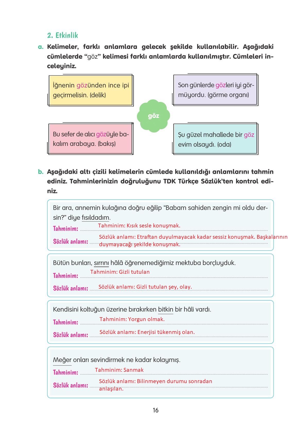 4. Sınıf Tuna Yayınları Türkçe Ders Kitabı Sayfa 16 Cevapları 4. Sınıf Tuna Yayınları Türkçe Ders Kitabı Sayfa 16 Cevapları