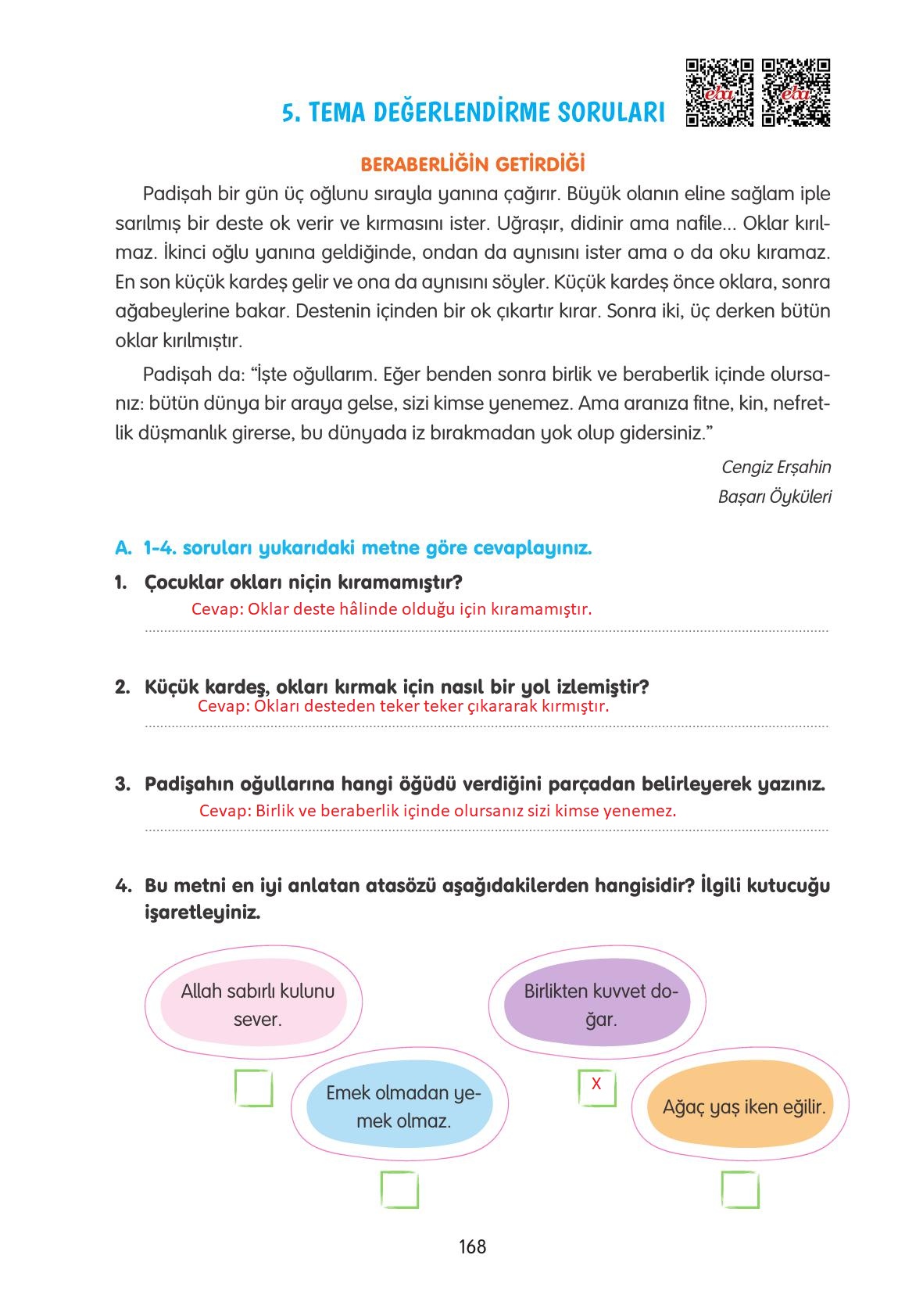 4. Sınıf Tuna Yayınları Türkçe Ders Kitabı Sayfa 168 Cevapları 4. Sınıf Tuna Yayınları Türkçe Ders Kitabı Sayfa 168 Cevapları