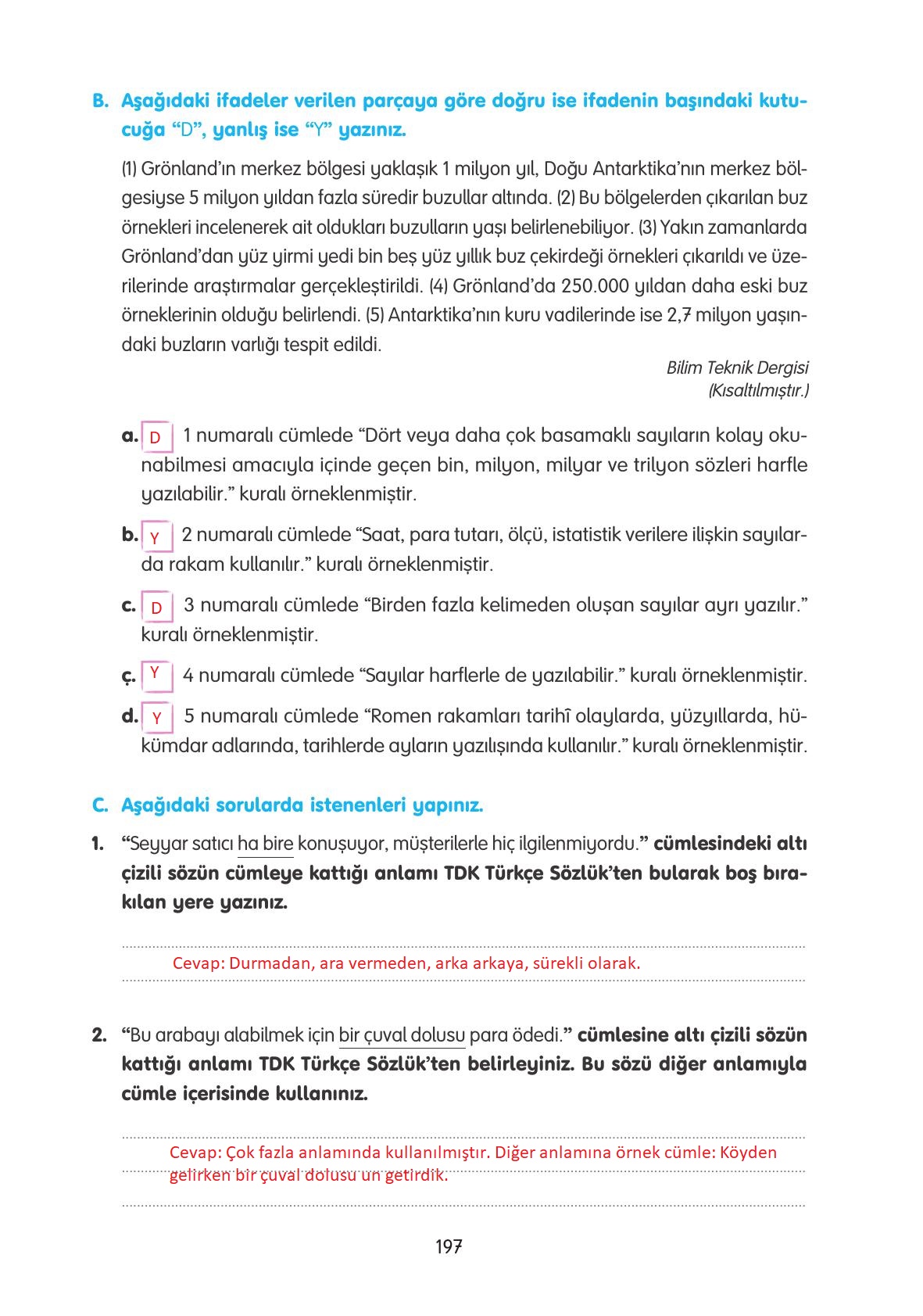 4. Sınıf Tuna Yayınları Türkçe Ders Kitabı Sayfa 197 Cevapları 4. Sınıf Tuna Yayınları Türkçe Ders Kitabı Sayfa 197 Cevapları