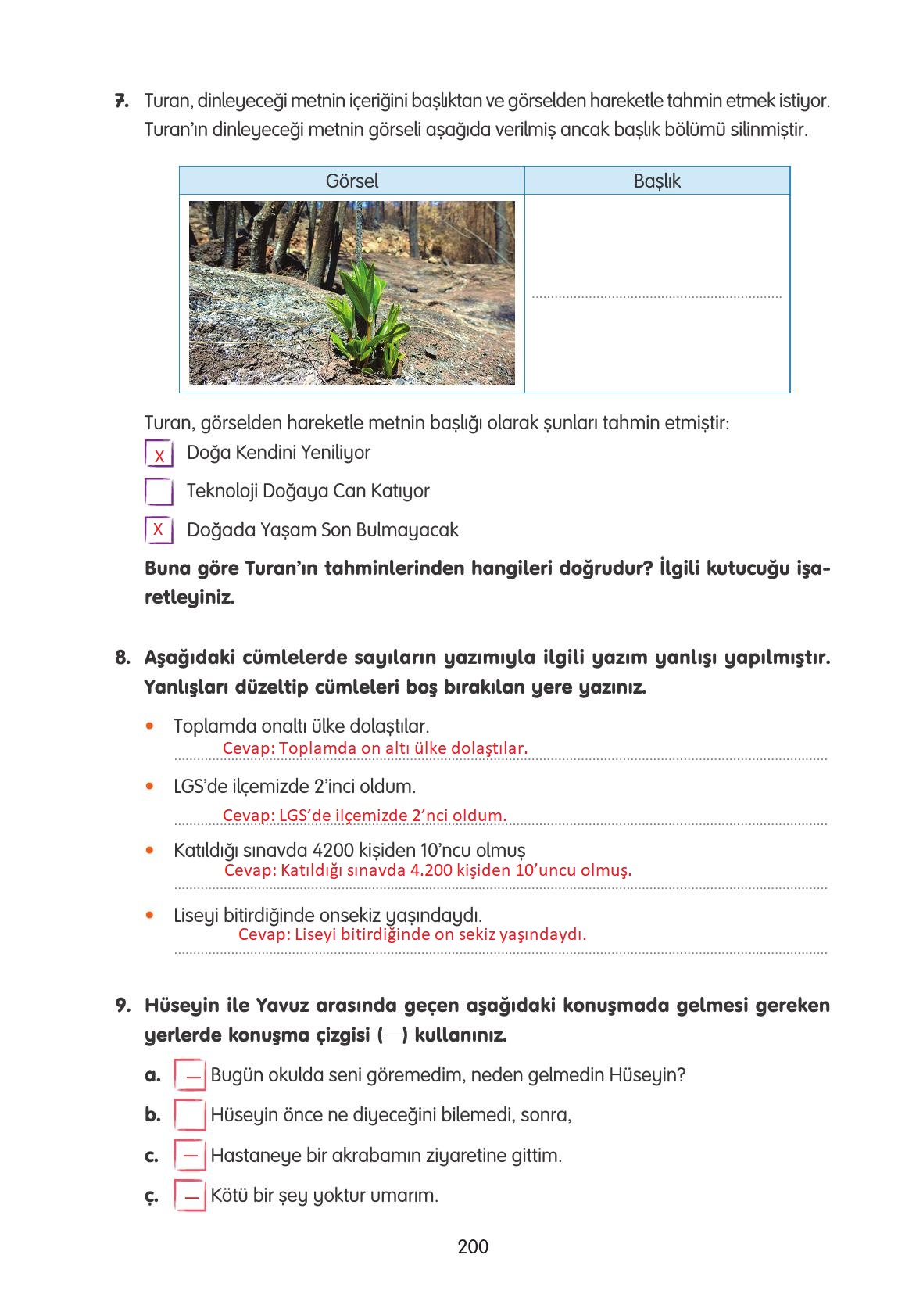 4. Sınıf Tuna Yayınları Türkçe Ders Kitabı Sayfa 200 Cevapları 4. Sınıf Tuna Yayınları Türkçe Ders Kitabı Sayfa 200 Cevapları