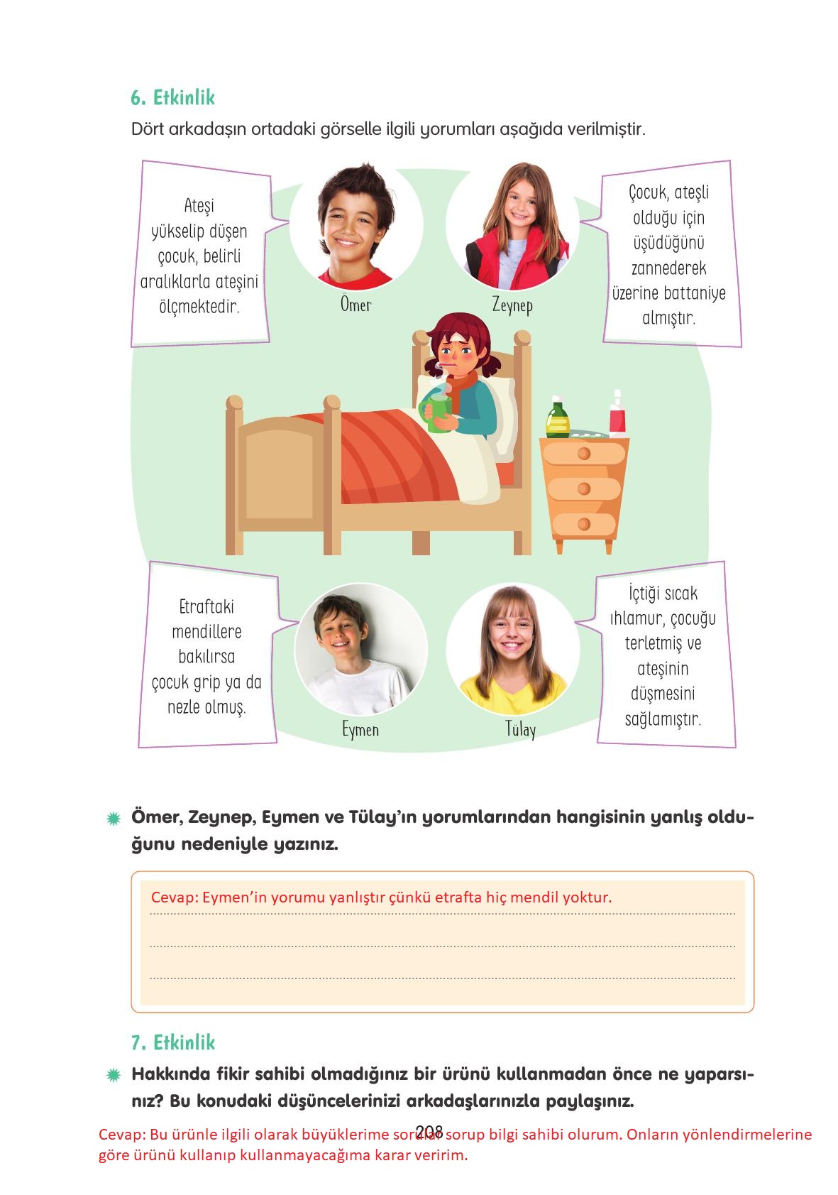 4. Sınıf Tuna Yayınları Türkçe Ders Kitabı Sayfa 208 Cevapları