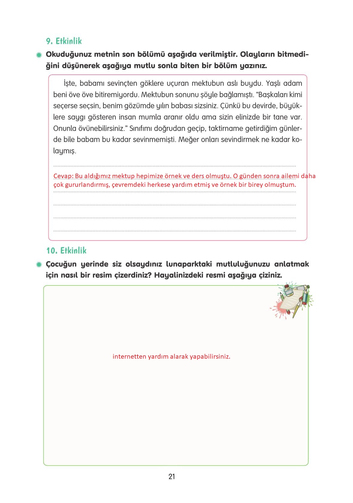 4. Sınıf Tuna Yayınları Türkçe Ders Kitabı Sayfa 21 Cevapları 4. Sınıf Tuna Yayınları Türkçe Ders Kitabı Sayfa 21 Cevapları