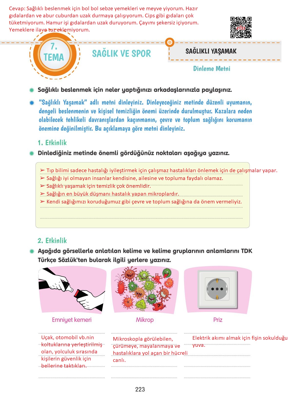 4. Sınıf Tuna Yayınları Türkçe Ders Kitabı Sayfa 223 Cevapları