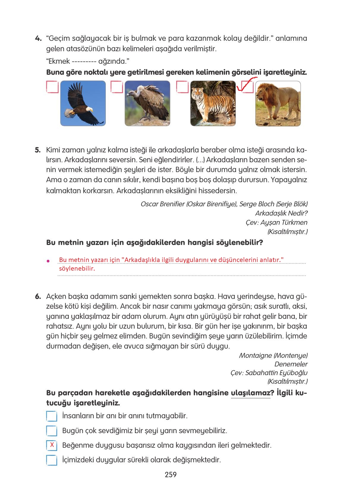 4. Sınıf Tuna Yayınları Türkçe Ders Kitabı Sayfa 259 Cevapları 4. Sınıf Tuna Yayınları Türkçe Ders Kitabı Sayfa 259 Cevapları
