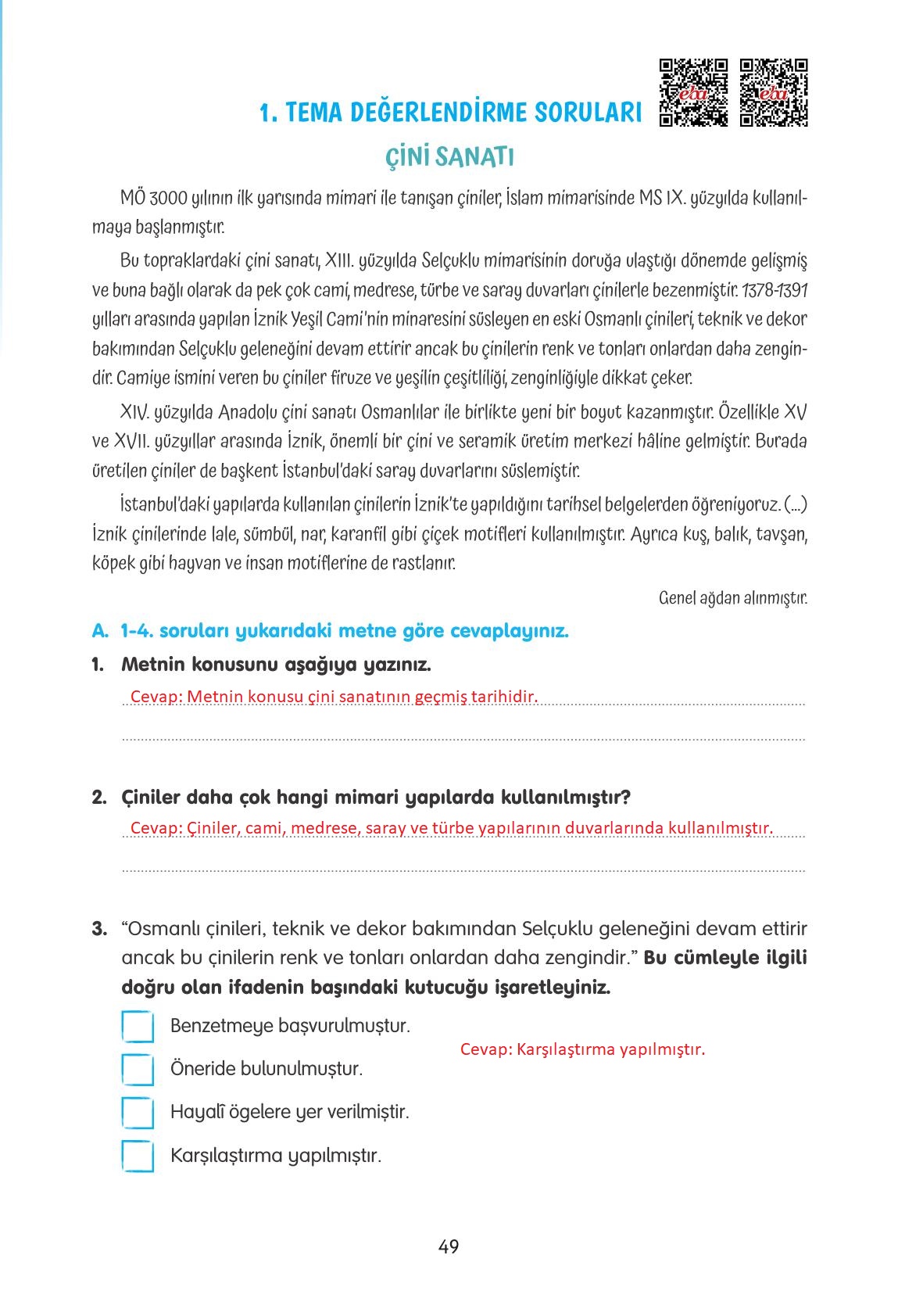 4. Sınıf Tuna Yayınları Türkçe Ders Kitabı Sayfa 49 Cevapları 4. Sınıf Tuna Yayınları Türkçe Ders Kitabı Sayfa 49 Cevapları