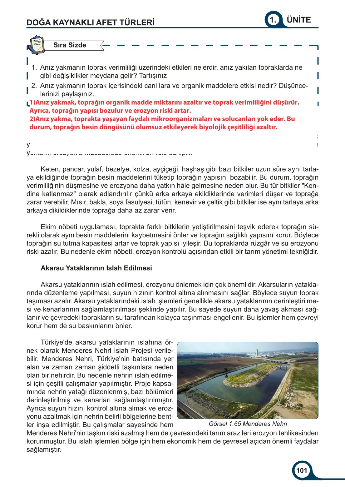 5-6-7. Sınıf Meb Yayınları Afet Bilinci Ders Kitabı 2. Kitap Sayfa 101 Cevapları