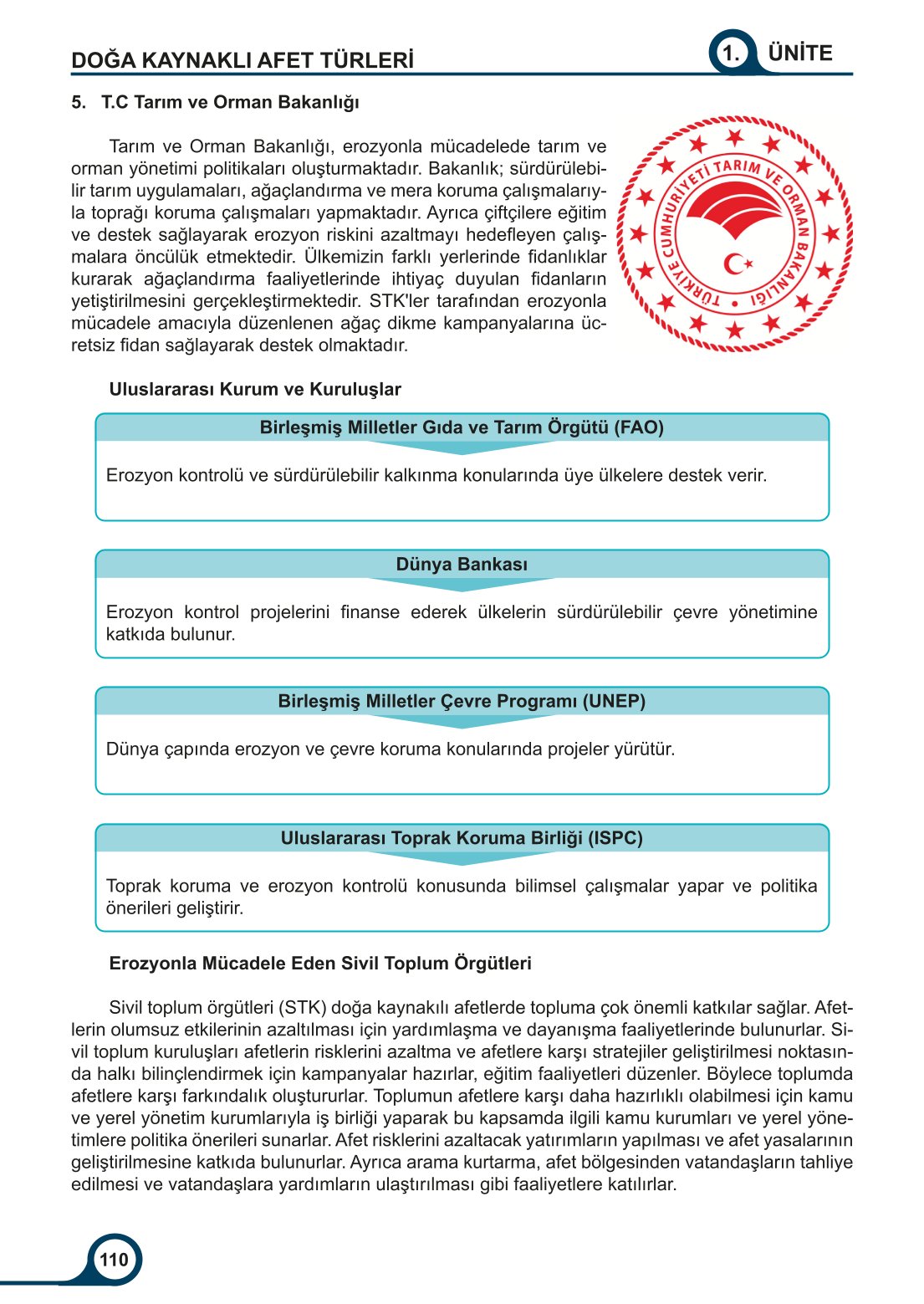 5-6-7. Sınıf Meb Yayınları Afet Bilinci Ders Kitabı 2. Kitap Sayfa 110 Cevapları