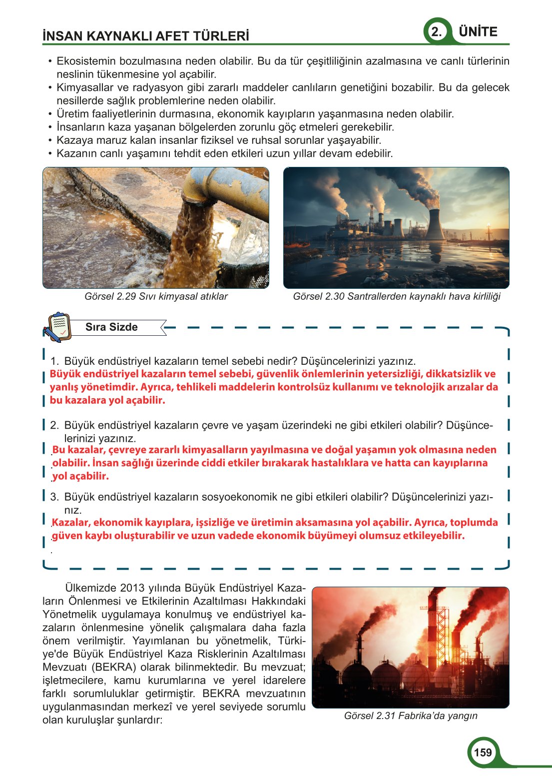 5-6-7. Sınıf Meb Yayınları Afet Bilinci Ders Kitabı 2. Kitap Sayfa 159 Cevapları