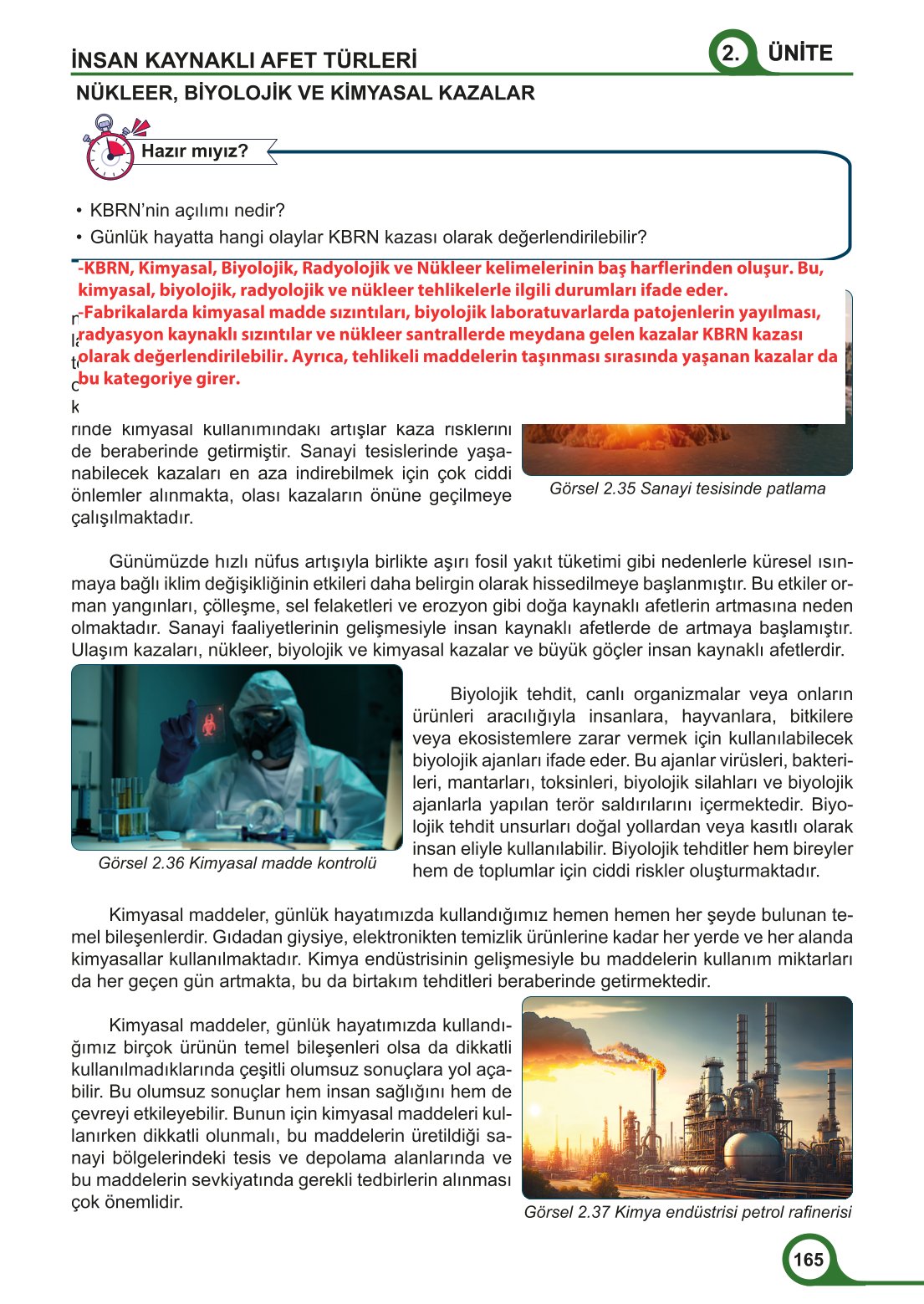 5-6-7. Sınıf Meb Yayınları Afet Bilinci Ders Kitabı 2. Kitap Sayfa 165 Cevapları