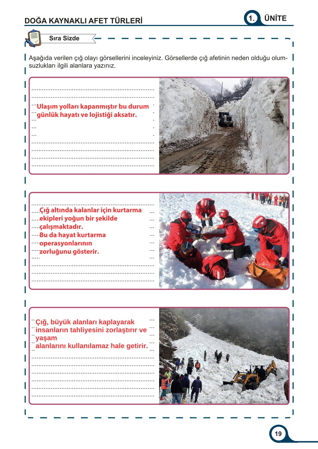 5-6-7. Sınıf Meb Yayınları Afet Bilinci Ders Kitabı 2. Kitap Sayfa 19 Cevapları