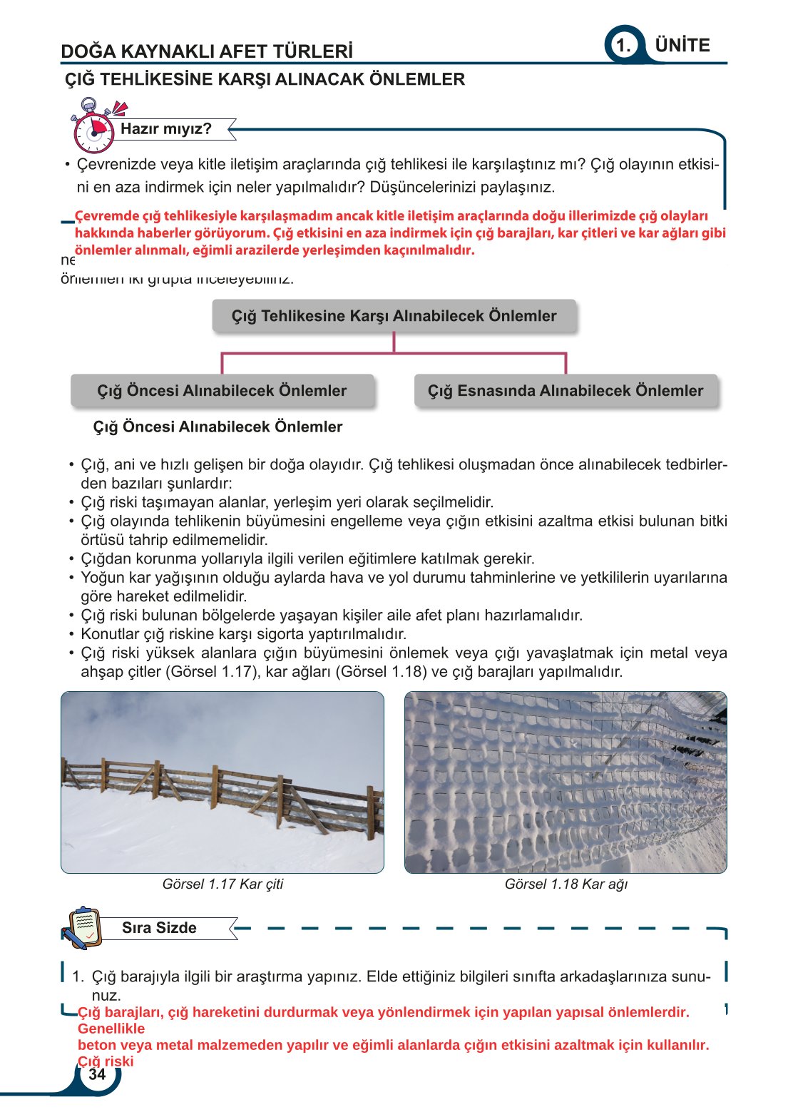 5-6-7. Sınıf Meb Yayınları Afet Bilinci Ders Kitabı 2. Kitap Sayfa 34 Cevapları