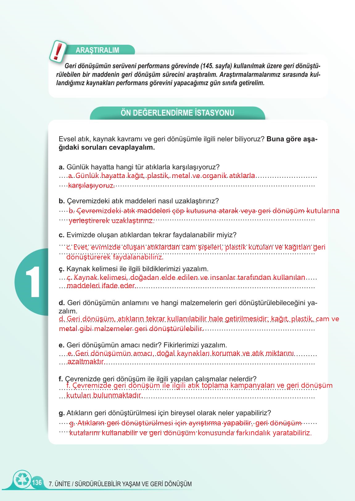 5. Sınıf Meb Yayınları Fen Bilimleri Ders Kitabı 2. Kitap Sayfa 136 Cevapları