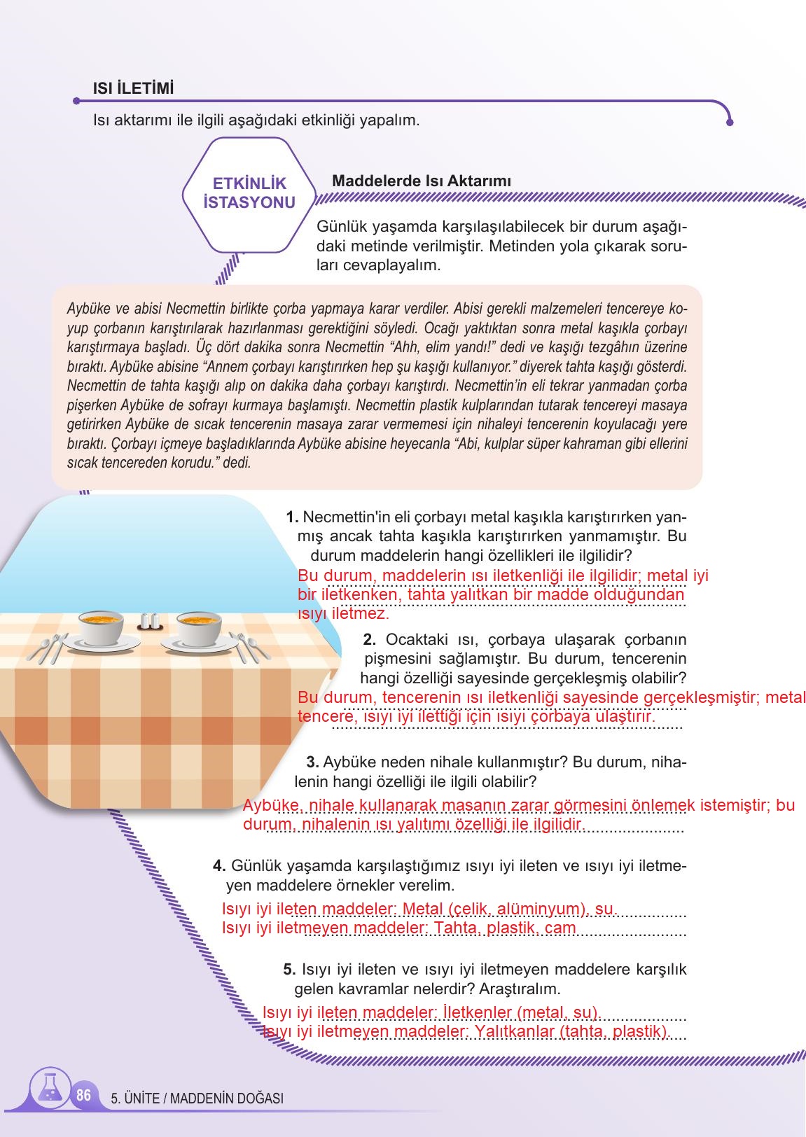 5. Sınıf Meb Yayınları Fen Bilimleri Ders Kitabı 2. Kitap Sayfa 86 Cevapları