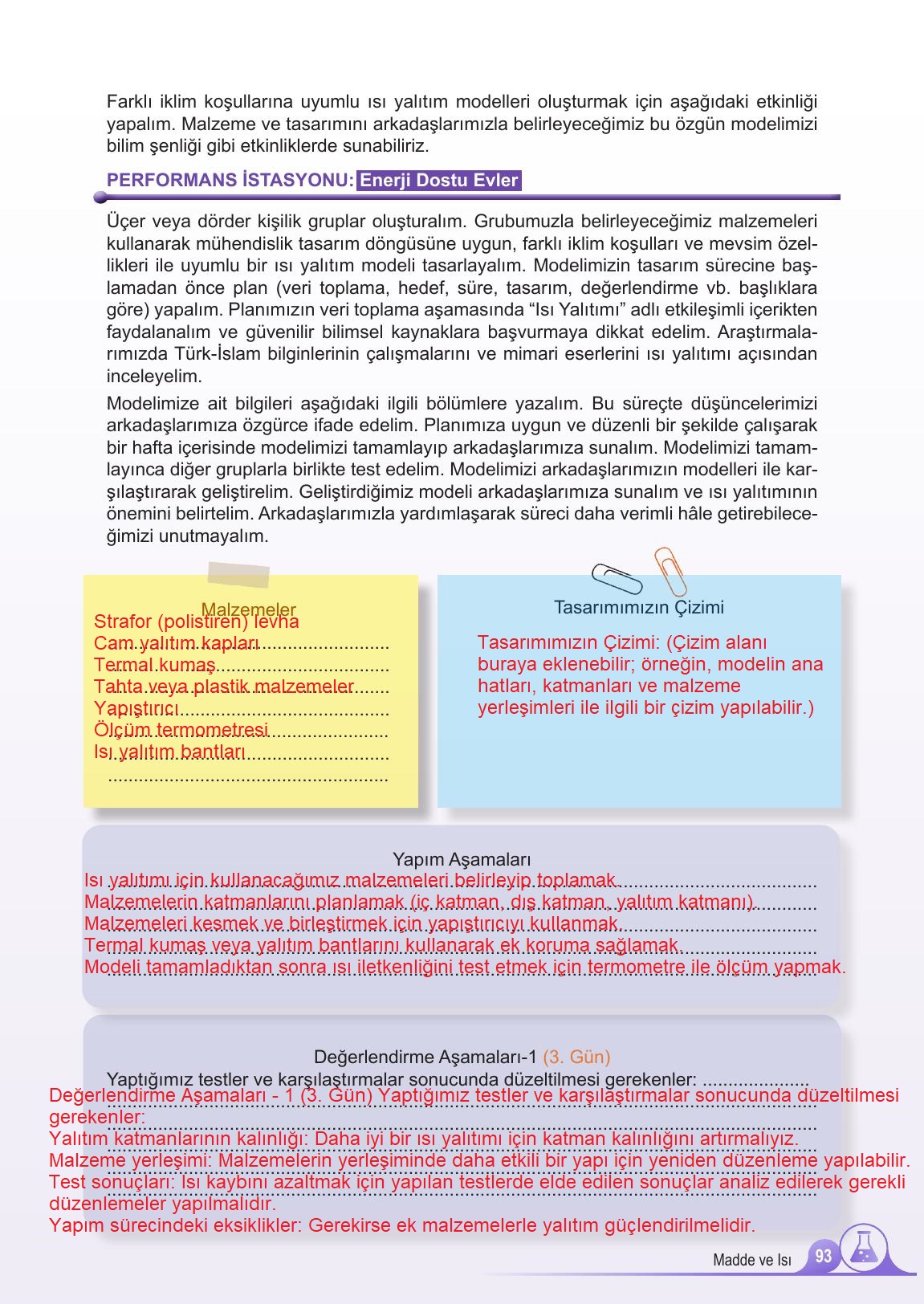 5. Sınıf Meb Yayınları Fen Bilimleri Ders Kitabı 2. Kitap Sayfa 93 Cevapları