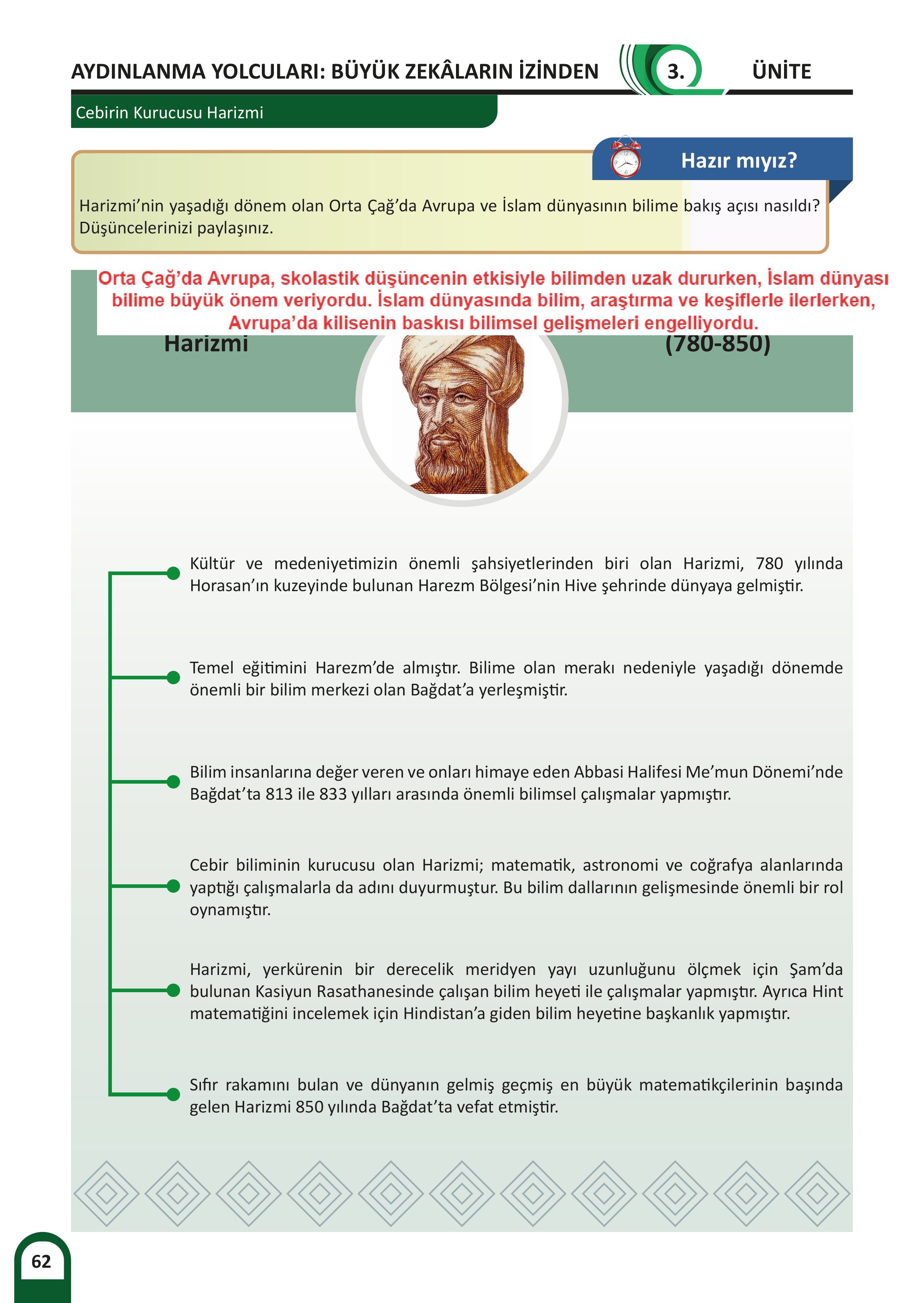 5. Sınıf Meb Yayınları Kültür Ve Medeniyetimize Yön Verenler Ders Kitabı 1. Kitap Sayfa 63 Cevapları