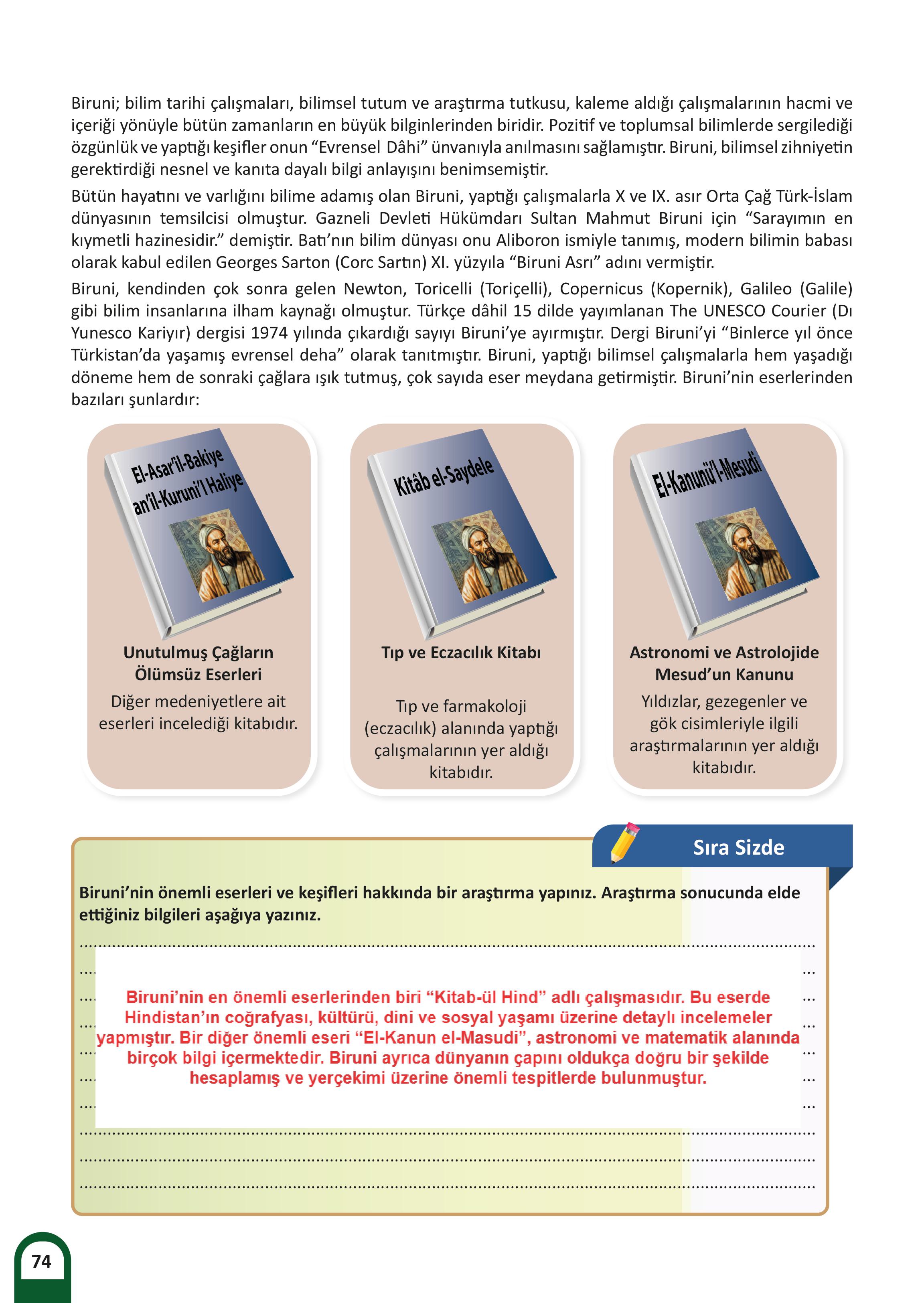 5. Sınıf Meb Yayınları Kültür Ve Medeniyetimize Yön Verenler Ders Kitabı 1. Kitap Sayfa 75 Cevapları