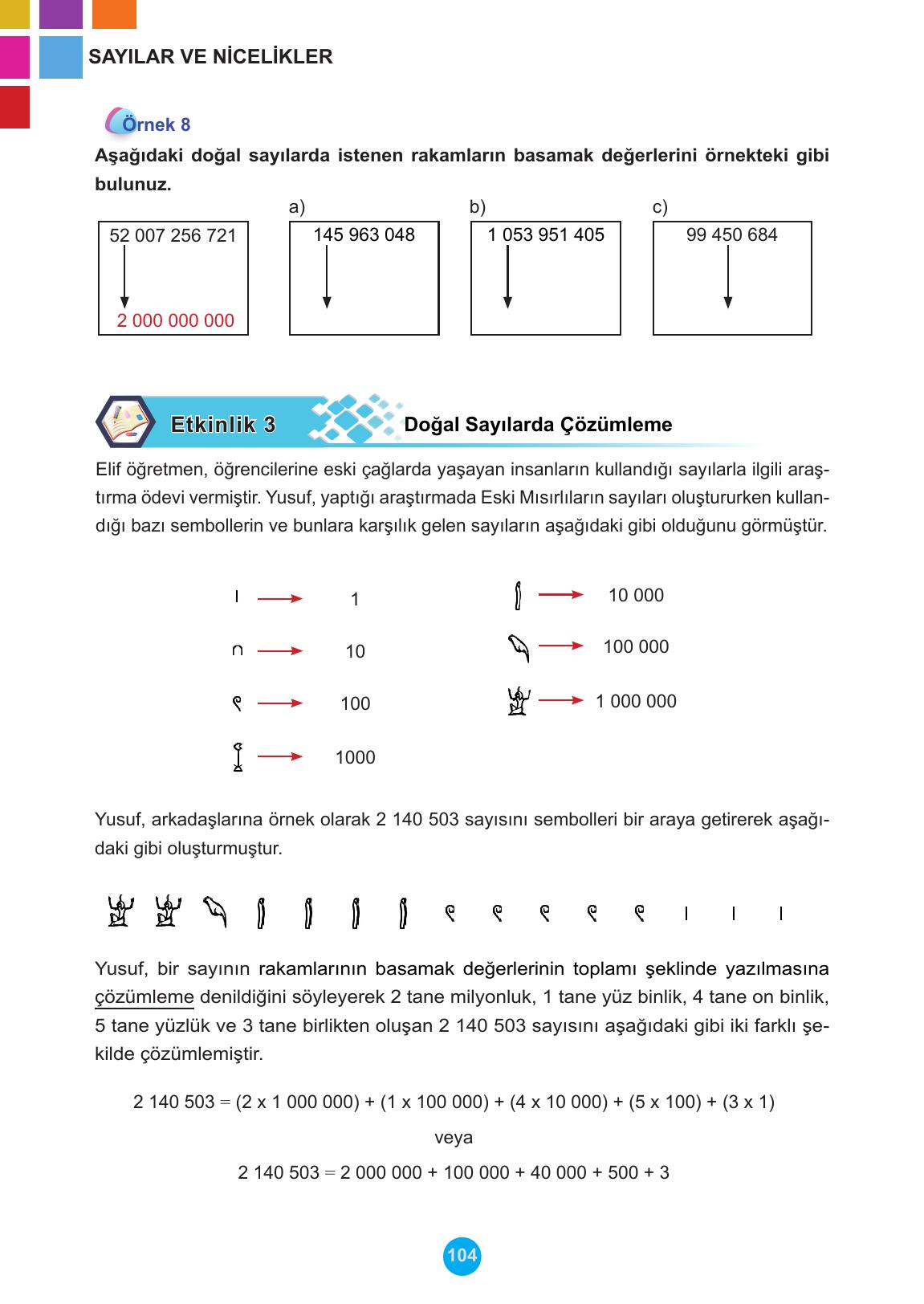 5. Sınıf Meb Yayınları Matematik Ders Kitabı 1. Kitap Sayfa 104 Cevapları