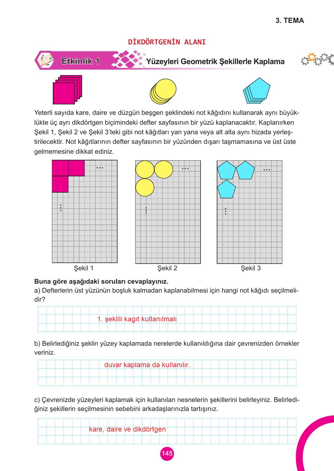 5. Sınıf Meb Yayınları Matematik Ders Kitabı 1. Kitap Sayfa 145 Cevapları