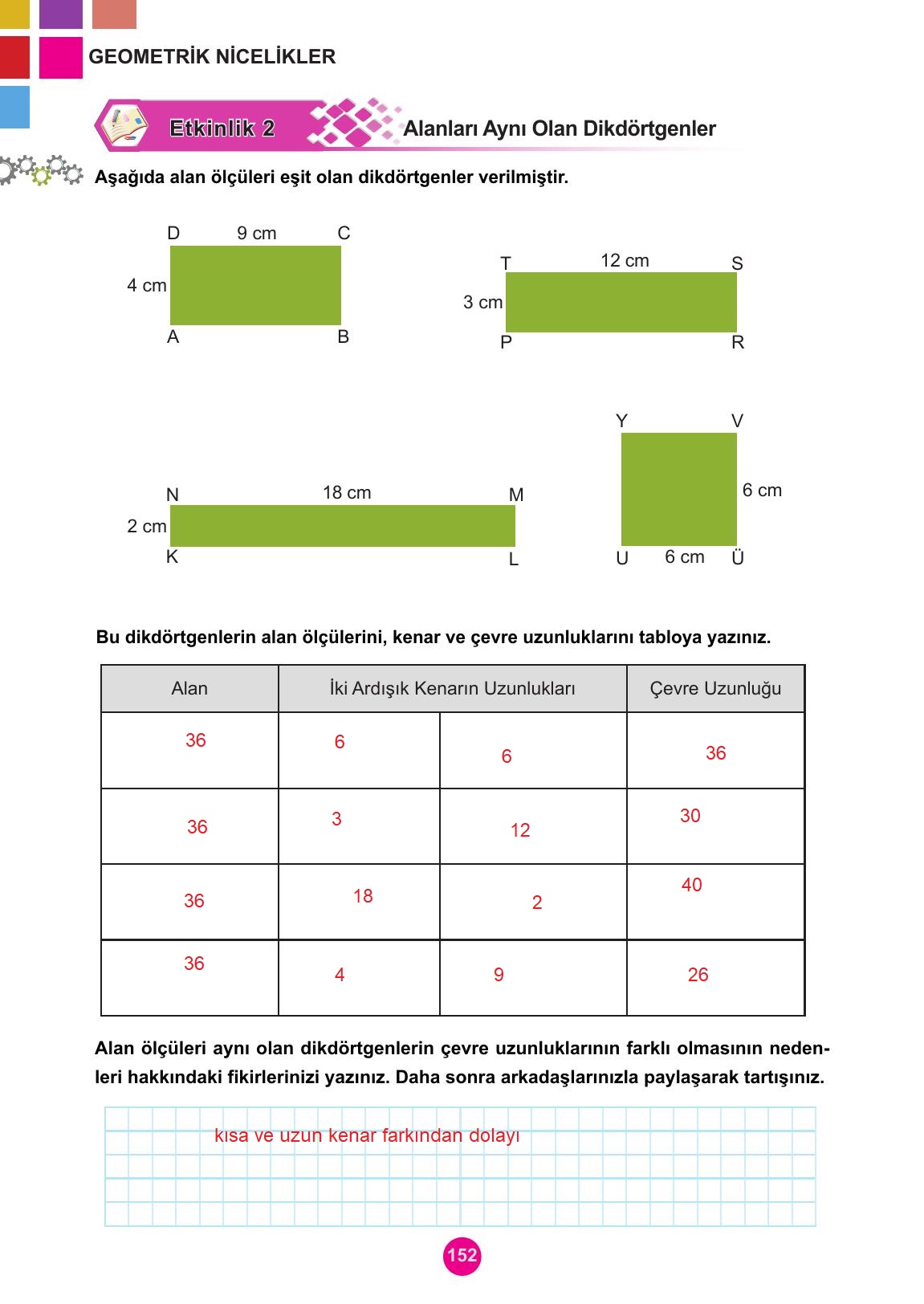 5. Sınıf Meb Yayınları Matematik Ders Kitabı 1. Kitap Sayfa 152 Cevapları 5. Sınıf Meb Yayınları Matematik Ders Kitabı 1. Kitap Sayfa 152 Cevapları