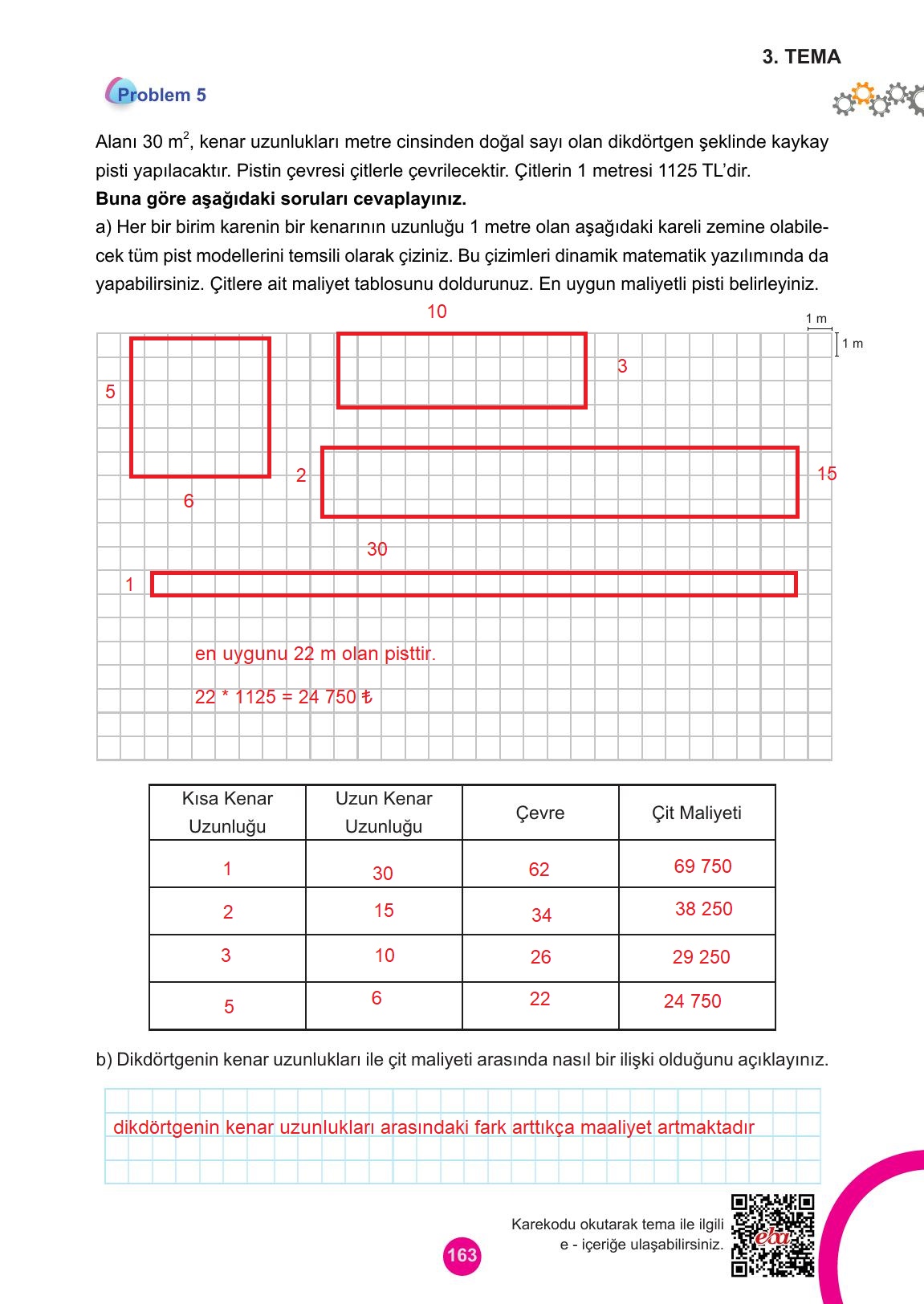 5. Sınıf Meb Yayınları Matematik Ders Kitabı 1. Kitap Sayfa 163 Cevapları