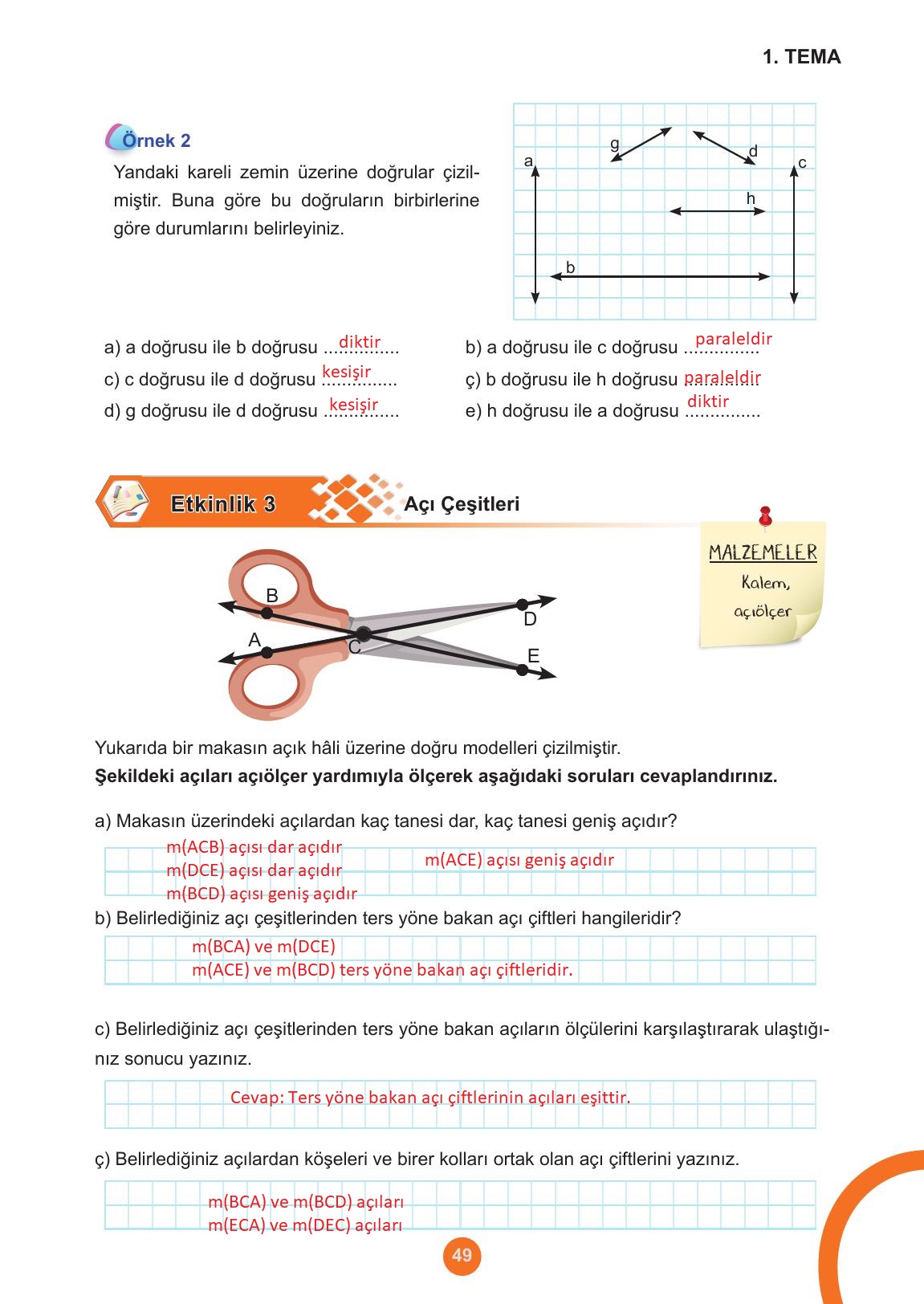 5. Sınıf Meb Yayınları Matematik Ders Kitabı 1. Kitap Sayfa 49 Cevapları