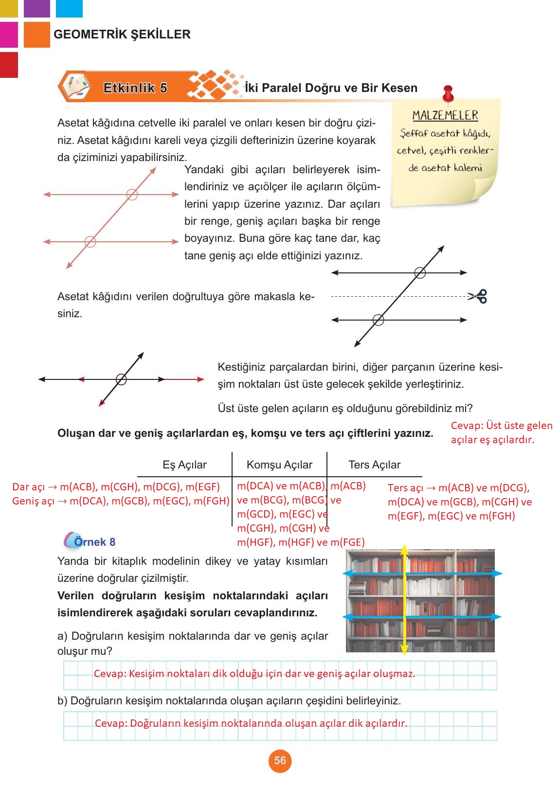 5. Sınıf Meb Yayınları Matematik Ders Kitabı 1. Kitap Sayfa 56 Cevapları