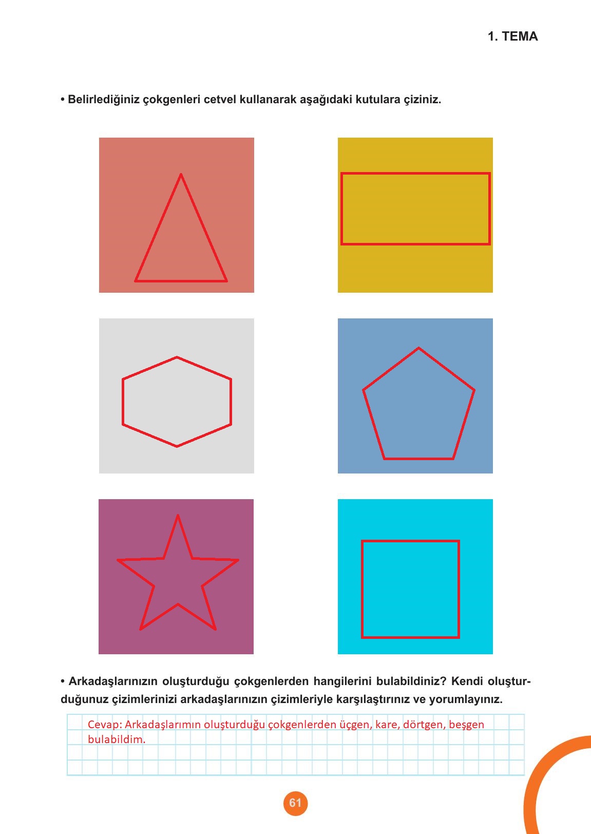 5. Sınıf Meb Yayınları Matematik Ders Kitabı 1. Kitap Sayfa 61 Cevapları